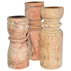 Rustic Antique Wood Candle Holders