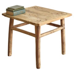Rustic Antique Wooden Elm Coffee Side Lamp Table