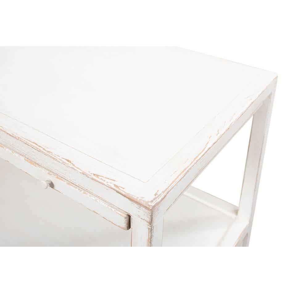 Contemporary Rustic Antiqued White Stand - 32