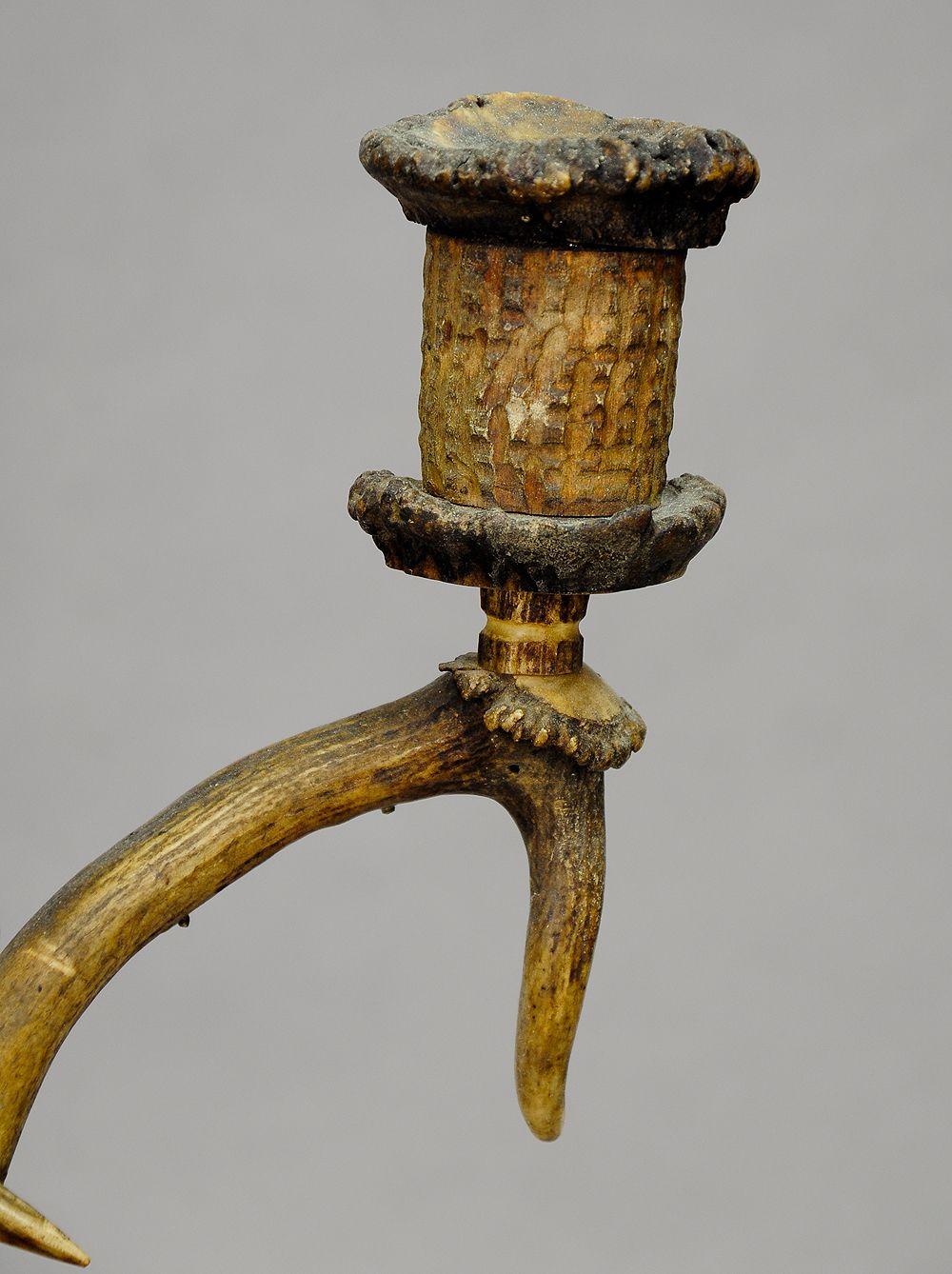 19th Century Rustic Antler Candleholder from Germany, circa 1900