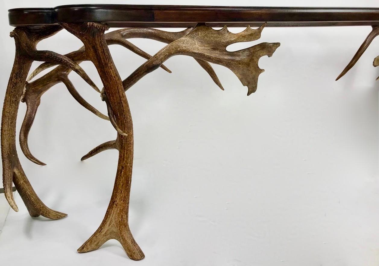 Balkan Rustic Antler Console Table For Sale