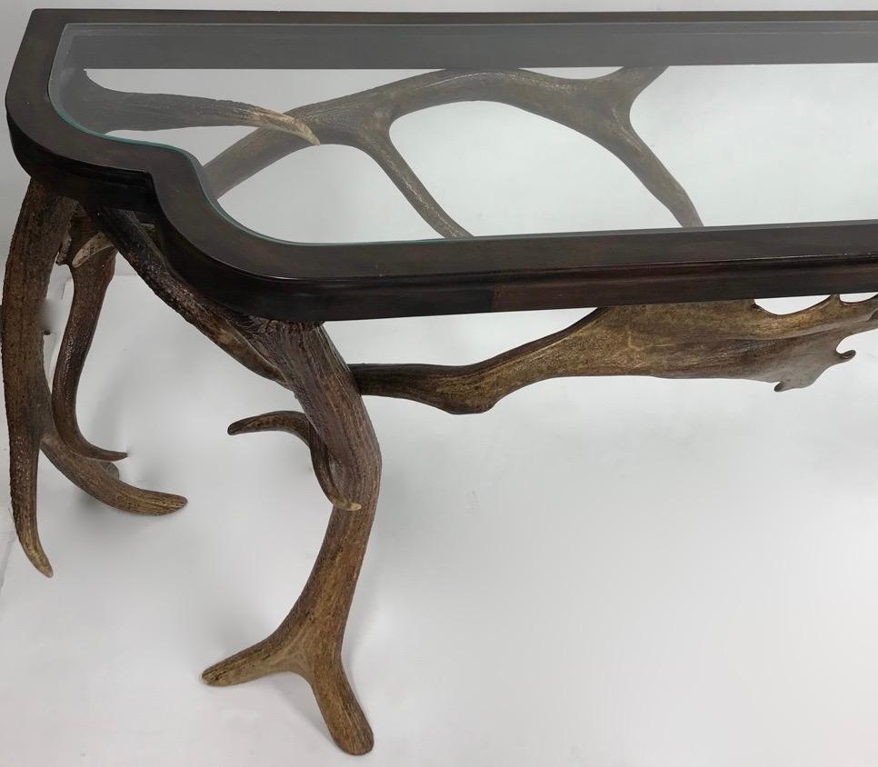 Contemporary Rustic Antler Console Table For Sale
