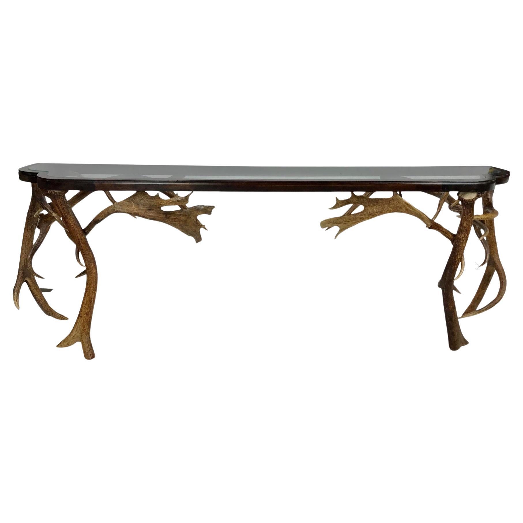 Rustic Antler Console Table For Sale