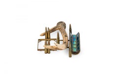 Rustic Antler Inkwell Stand with Glass and Metal Pen Holder