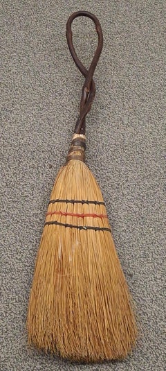 Rustic Appalachian Handmade Hearth Broom with Unique Twisted Vine Handle