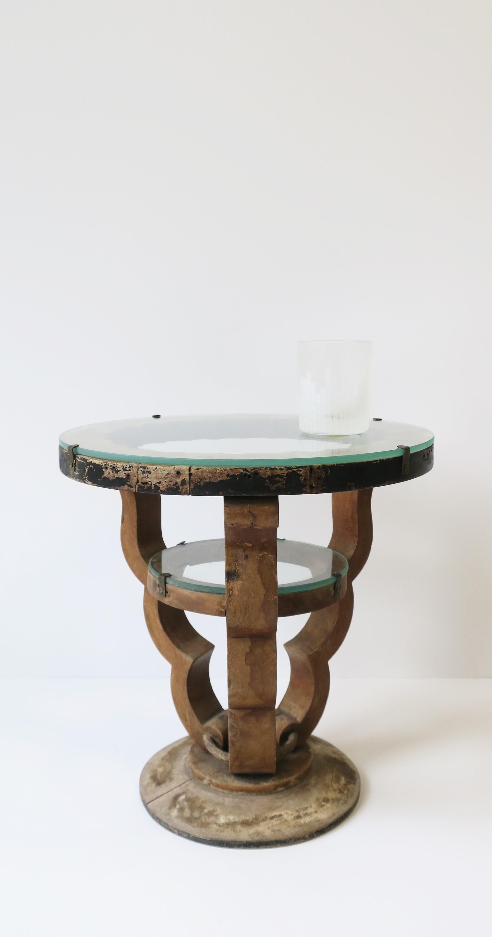 Art déco Table à boire d'appoint Art Déco en Wood Wood Rustique Gueridon  en vente