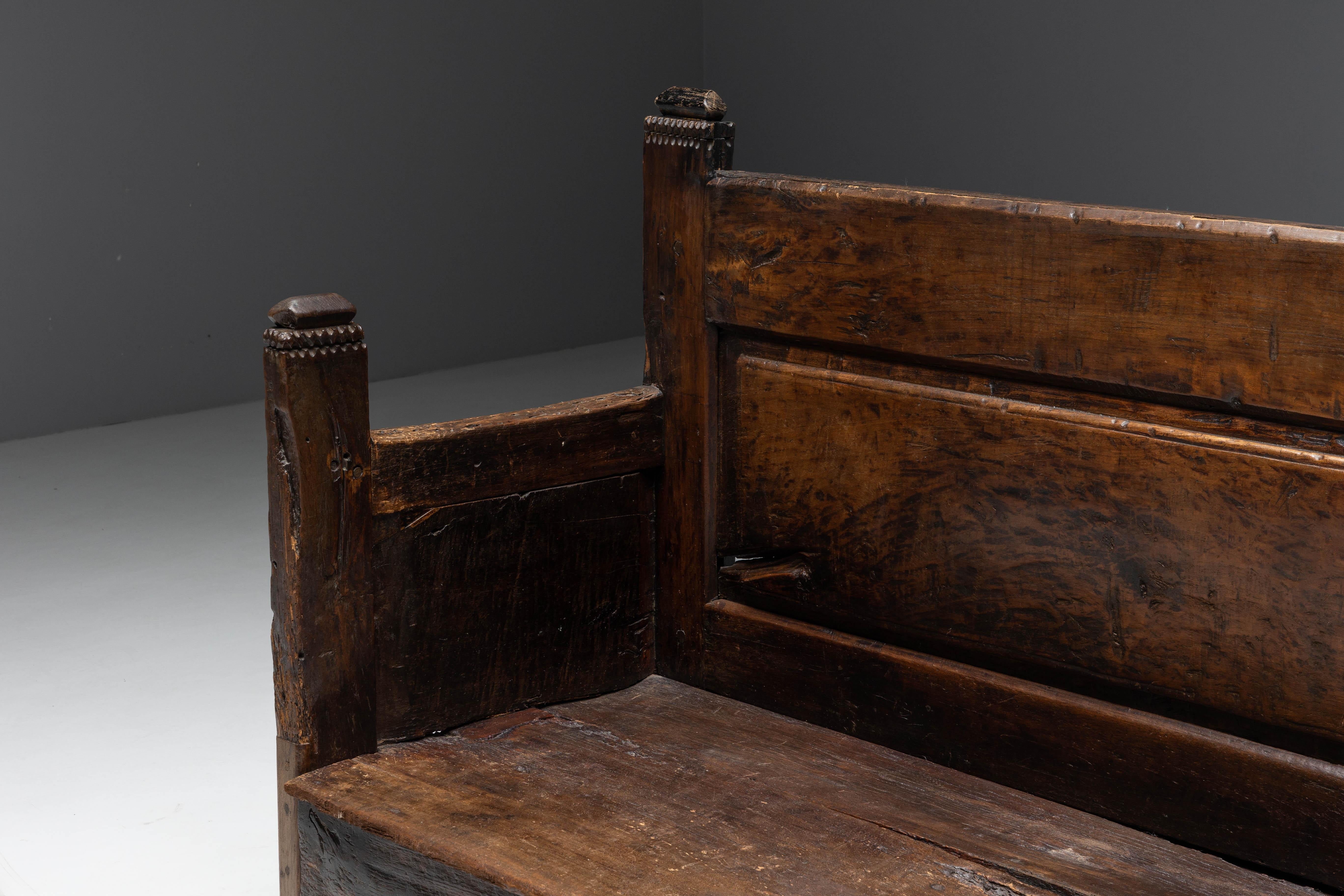 French Rustic Art Populaire Bench, France, 19th Century For Sale