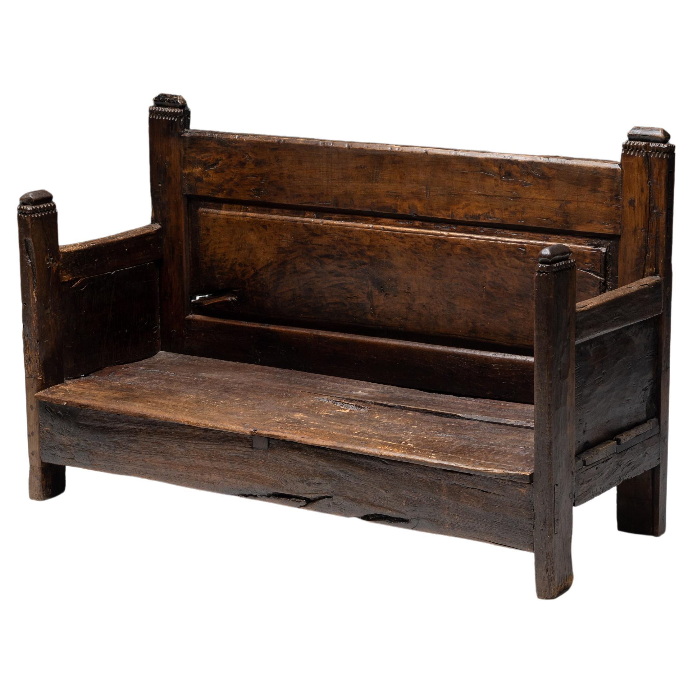 Rustic Art Populaire Bench, France, 19th Century For Sale