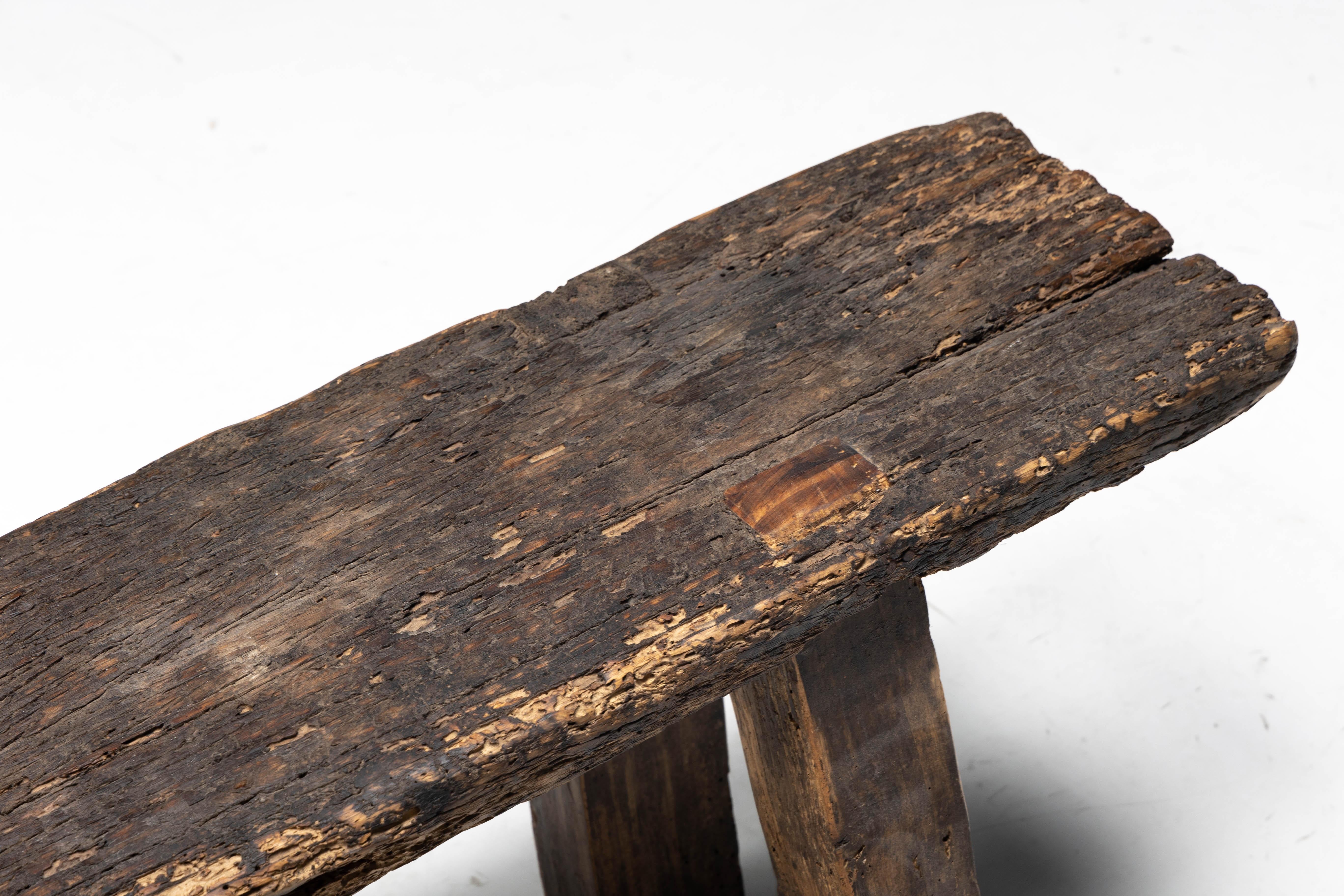 Wood Rustic Art Populaire Bench, France, Early 20th Century For Sale