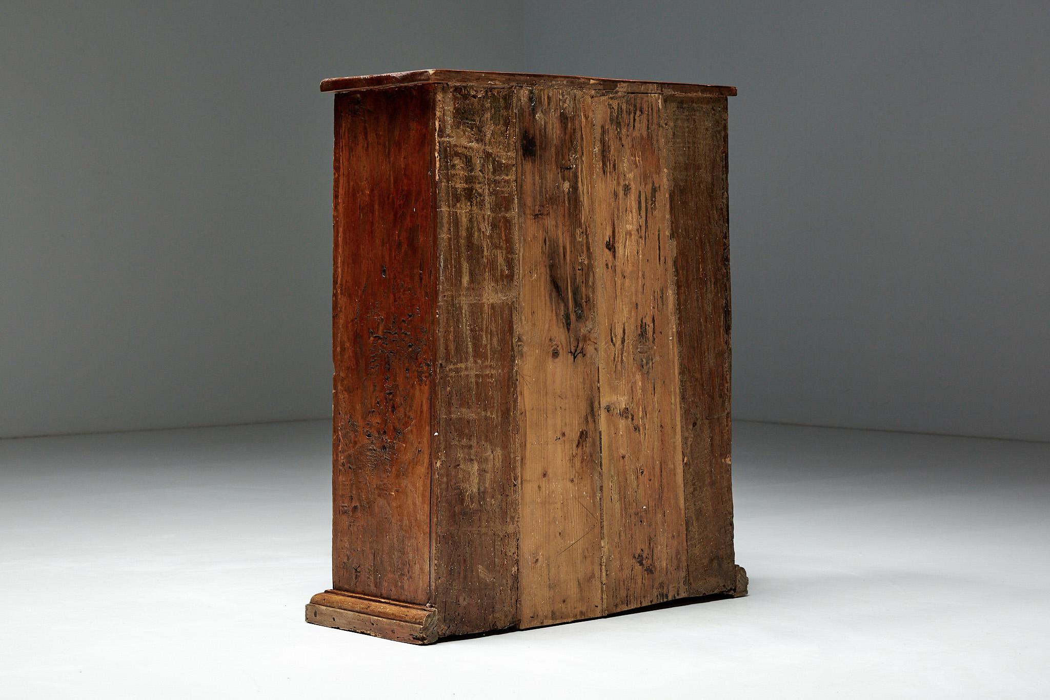 19th Century Rustic Art Populaire Cabinet, Italy, 1800s