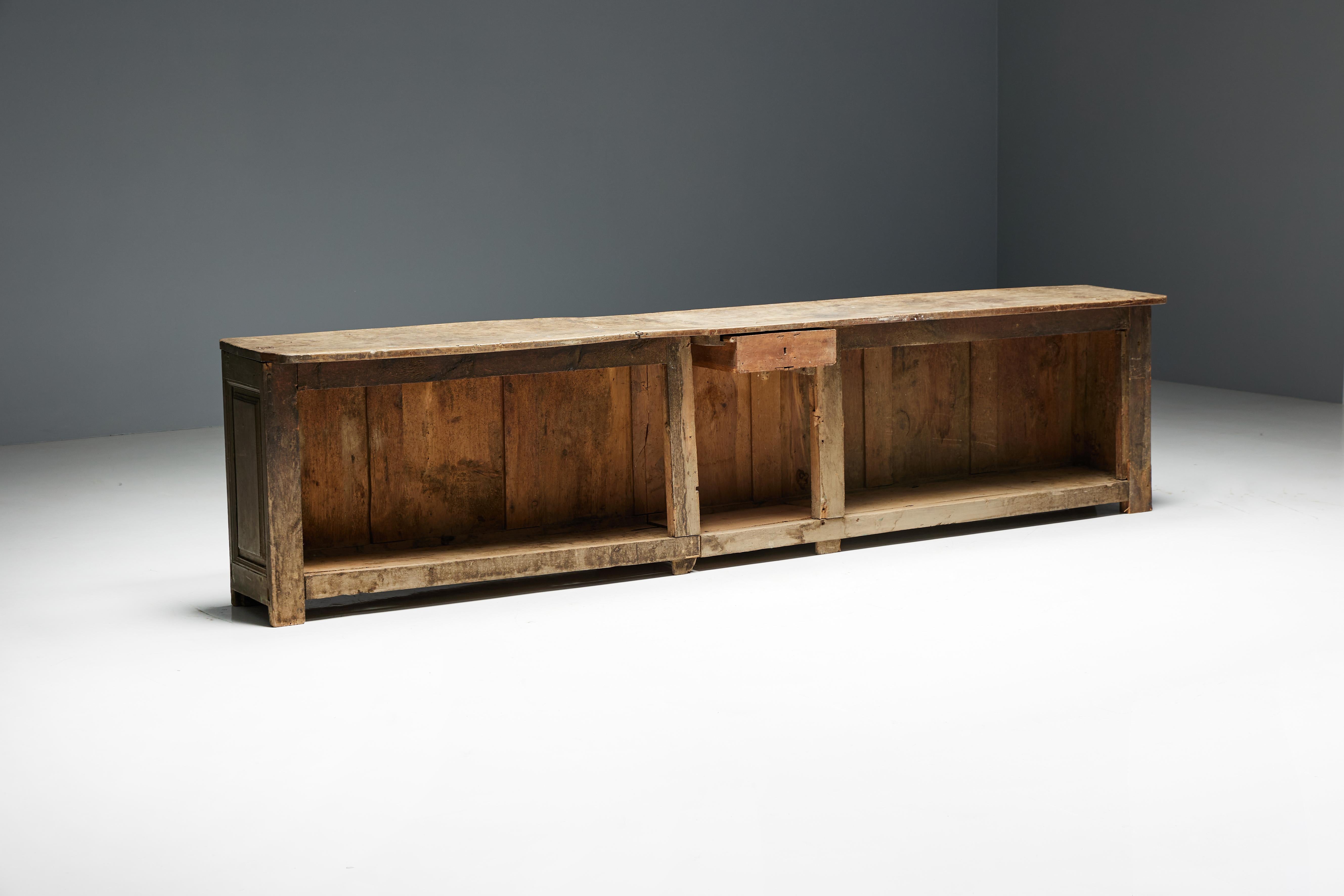 Folk Art Rustic Art Populaire Freestanding Bar Counter, France, 19th Century For Sale