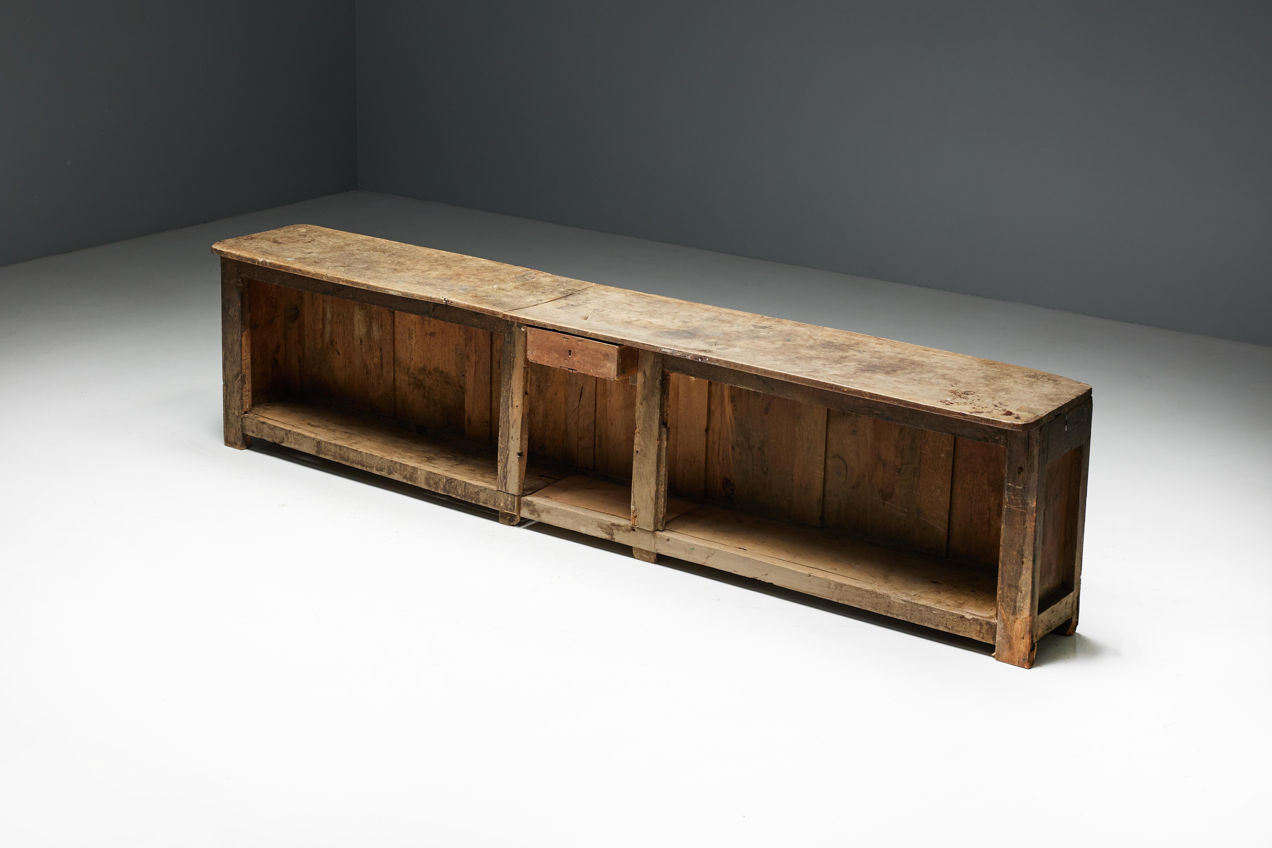 French Rustic Art Populaire Freestanding Bar Counter, France, 19th Century For Sale