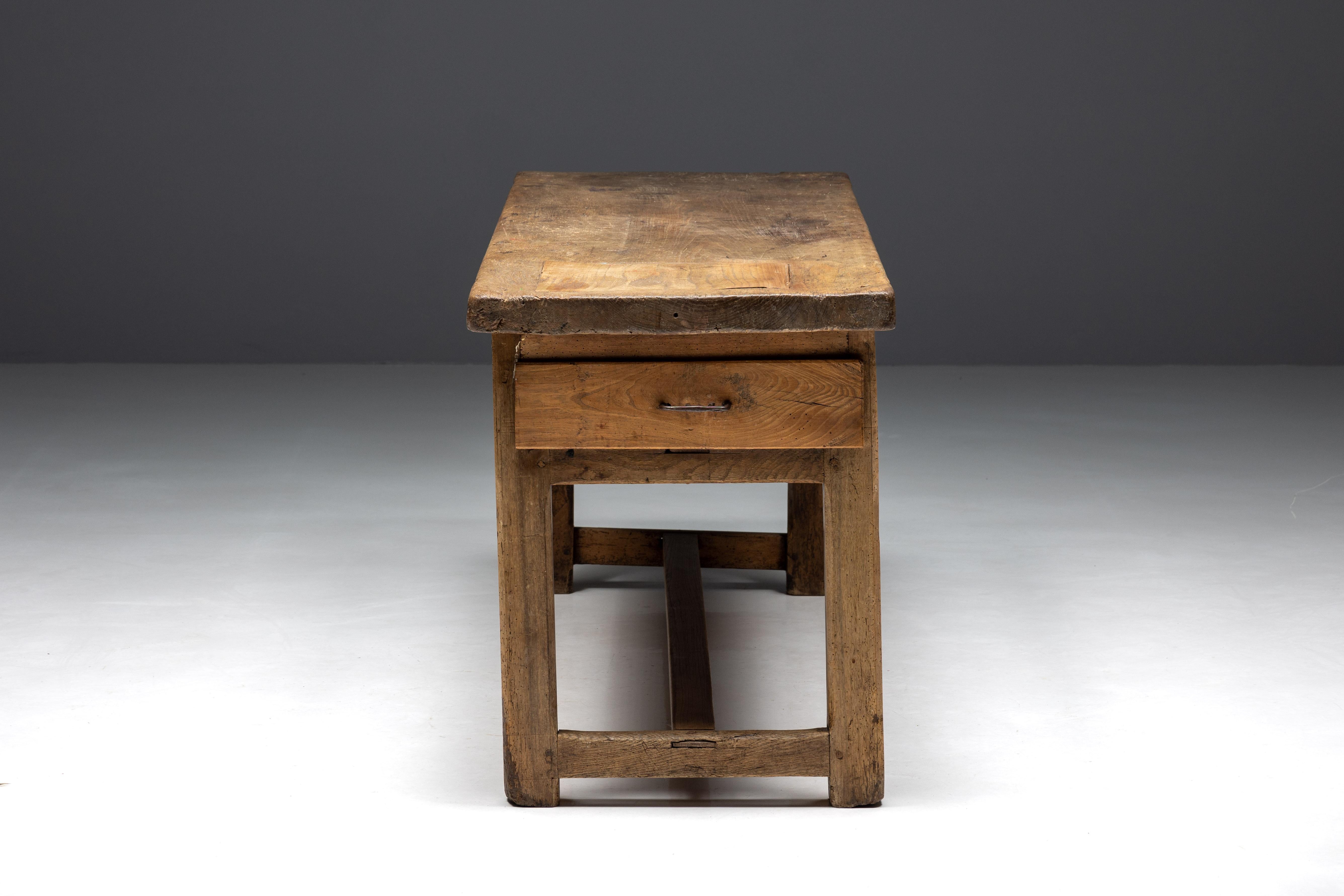 Rustic Art Populaire Writing Table, France, 1900s 6