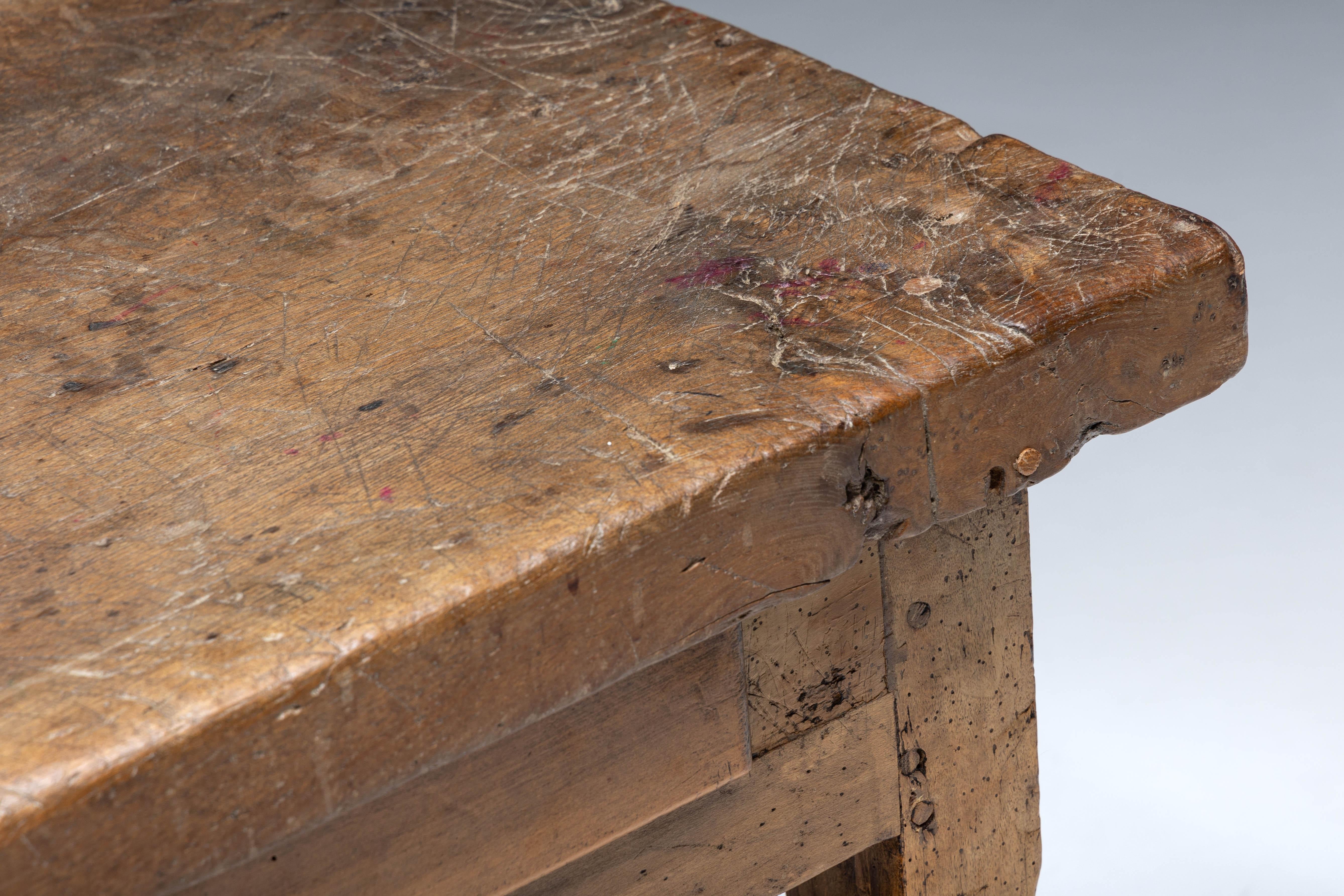 19th Century Rustic Art Populaire Writing Table, France, 1900s