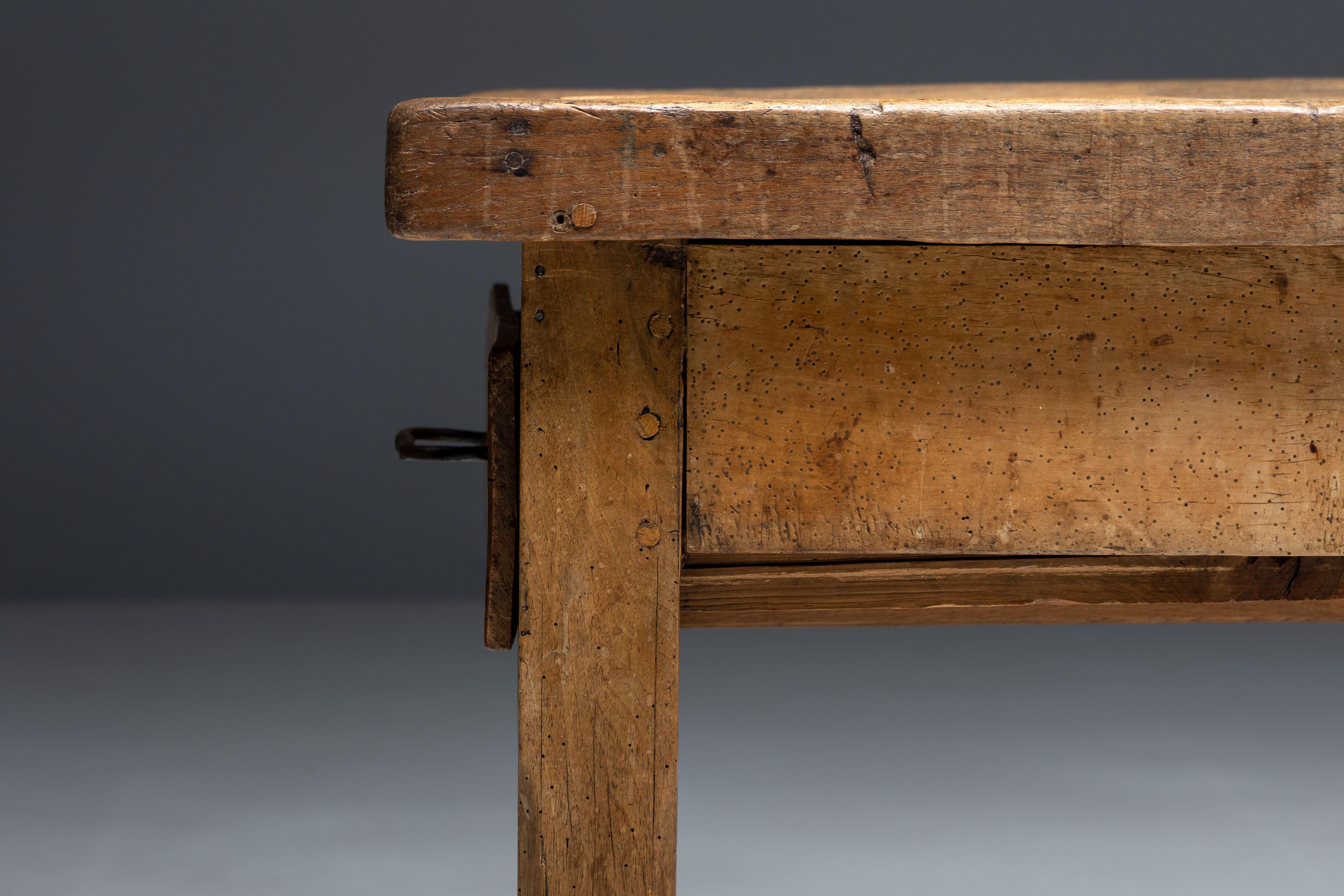 Rustic Art Populaire Writing Table, France, 1900s 2