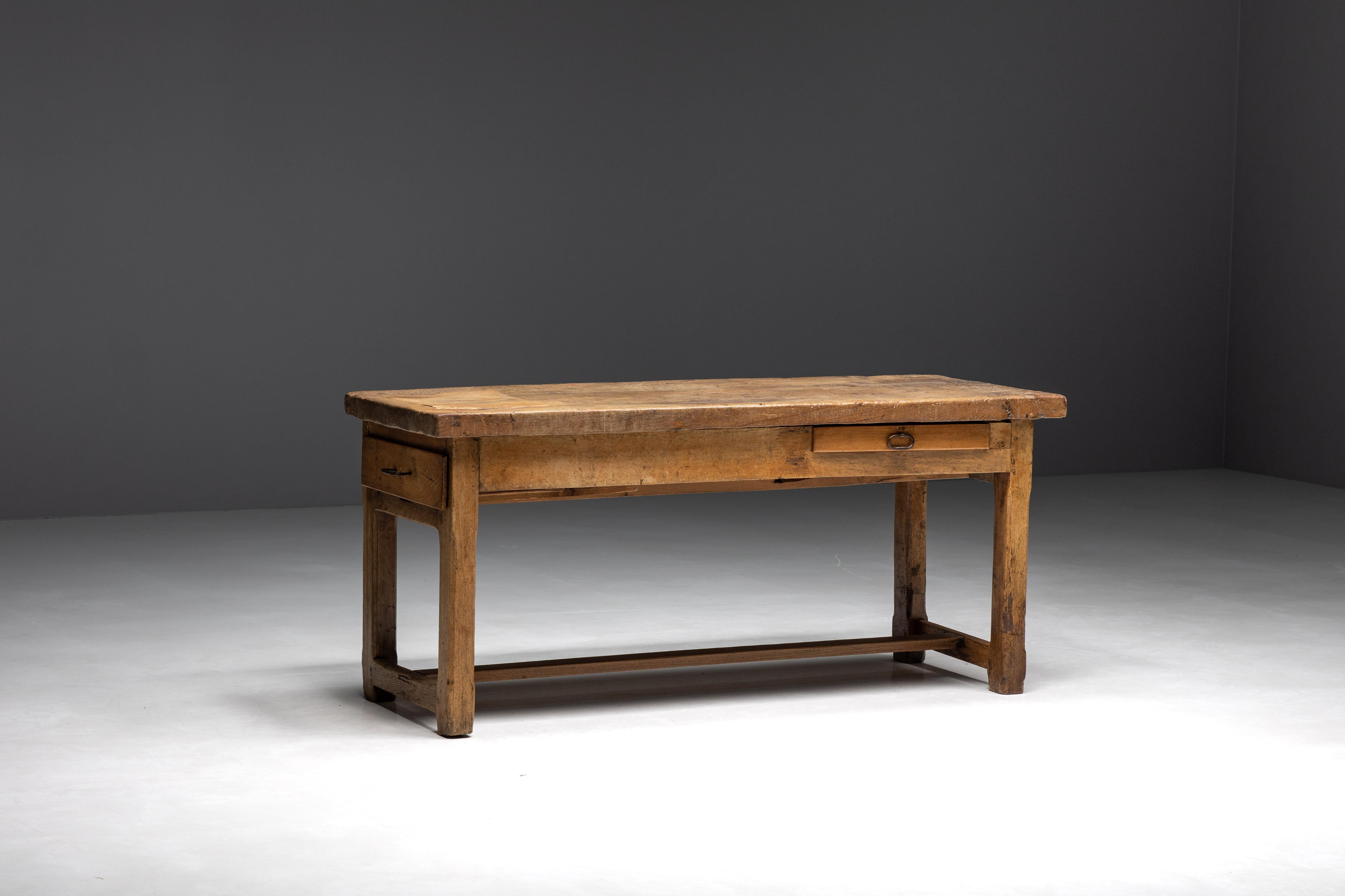 Rustic Art Populaire Writing Table, France, 1900s 3