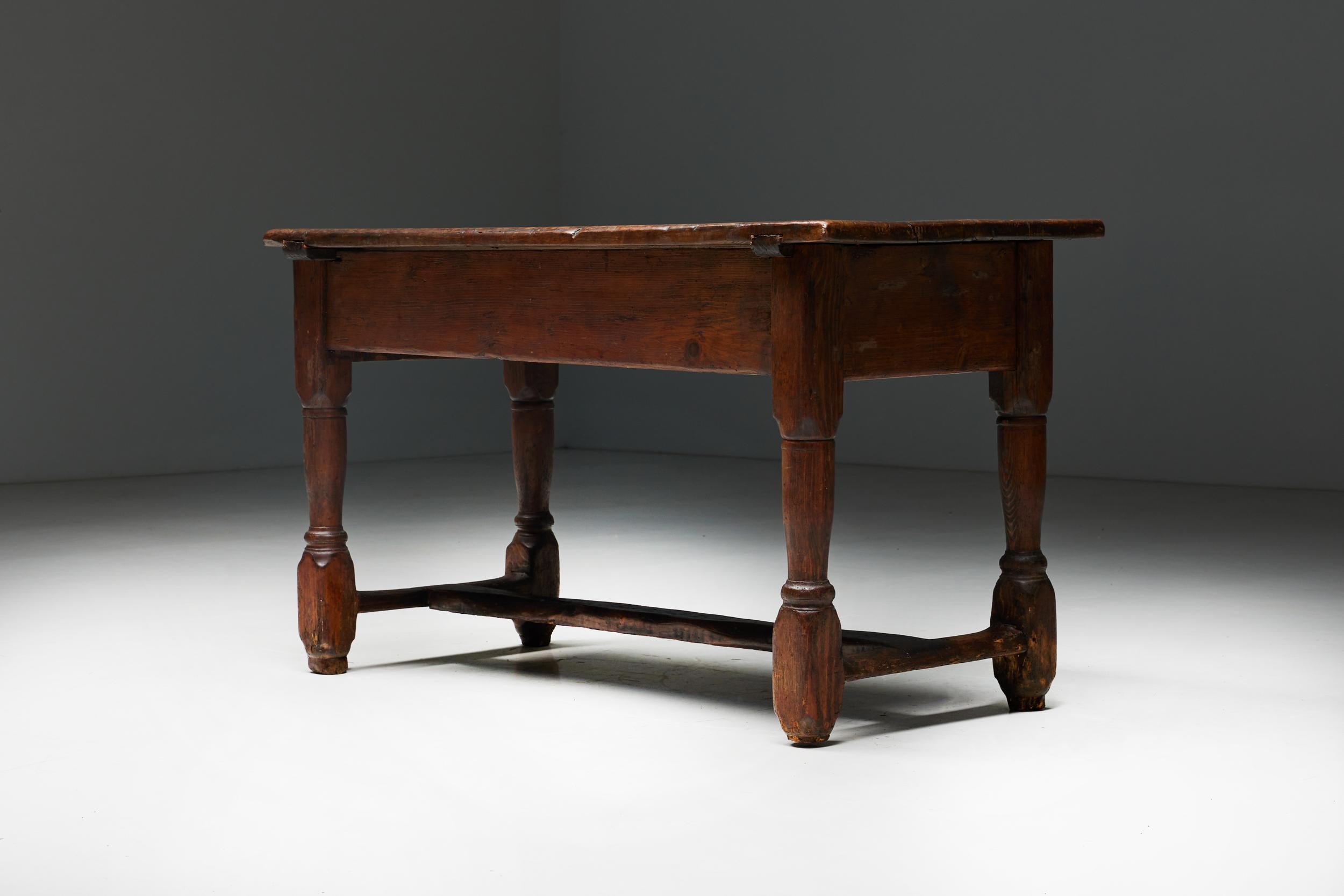 Rustic Art Populaire Writing Table, France, Early 20th Century For Sale 6