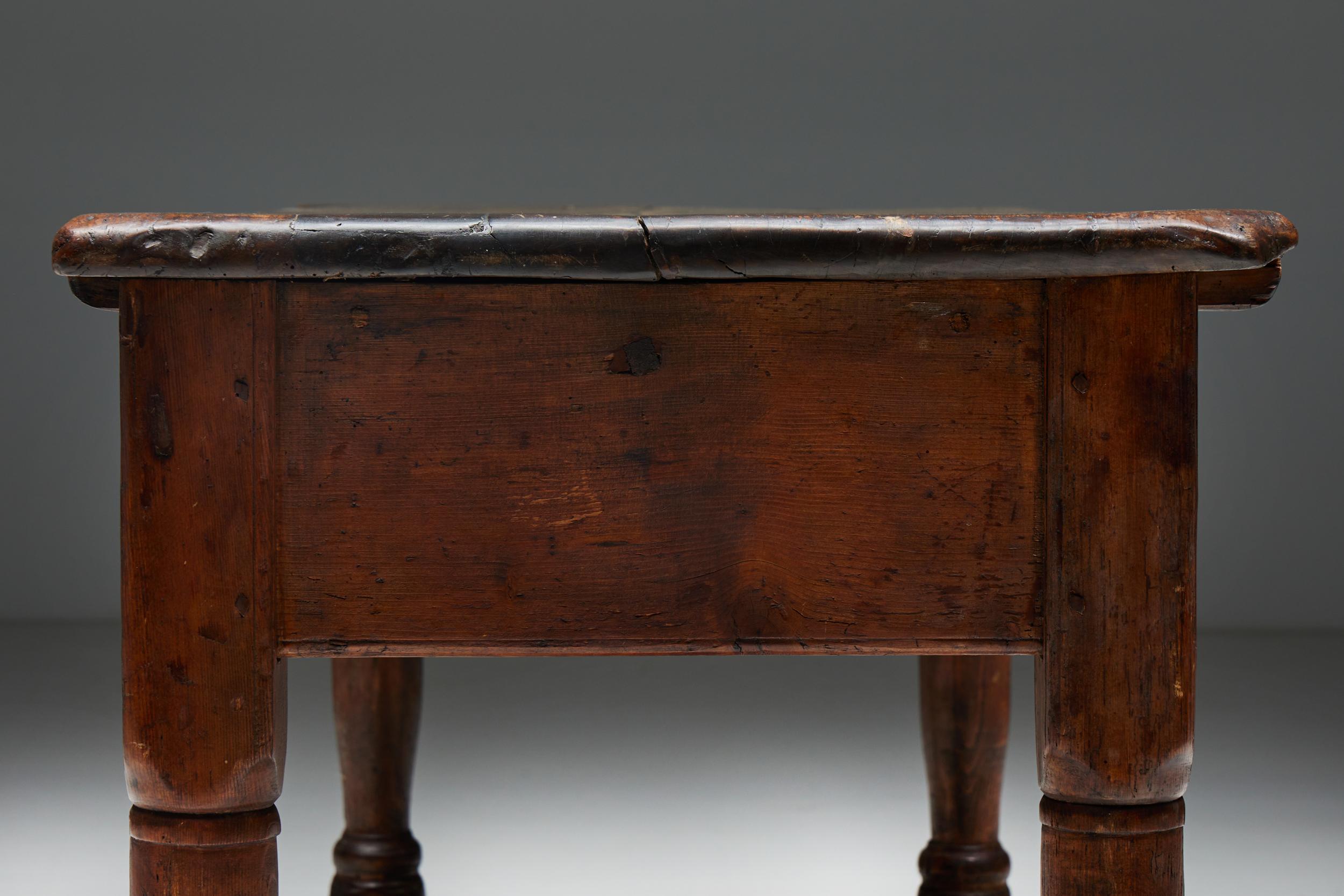 Rustic Art Populaire Writing Table, France, Early 20th Century For Sale 8