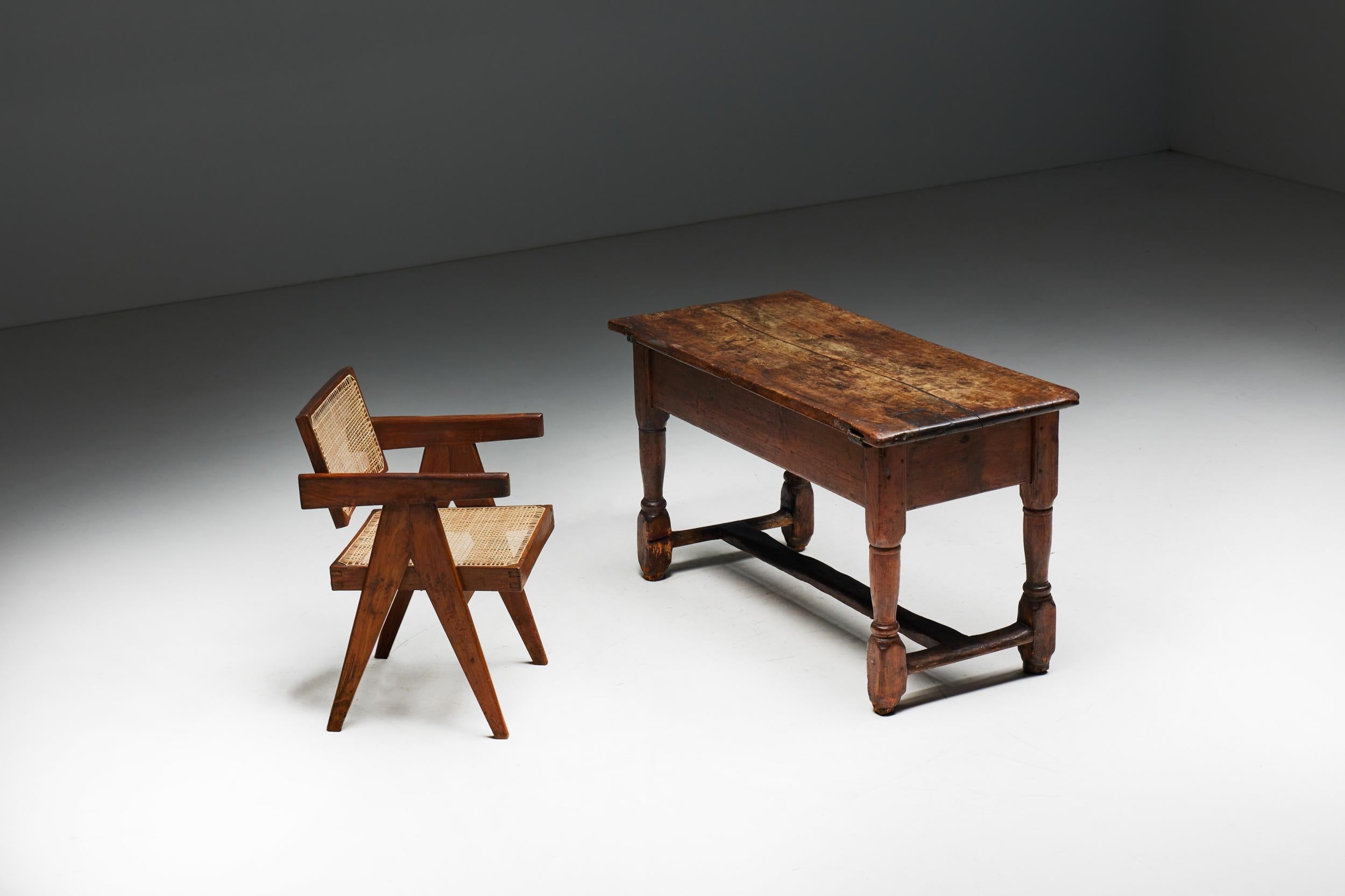 Wooden Desk; Writing Table; France; 19th Century Design; Art Populaire; Rustic; Monoxylite; Writing Desk; Table; France; Wabi Sabi; Naive; Folk Art; Travail Populaire;

19th-century console or writing table, a true testament to the rich heritage of