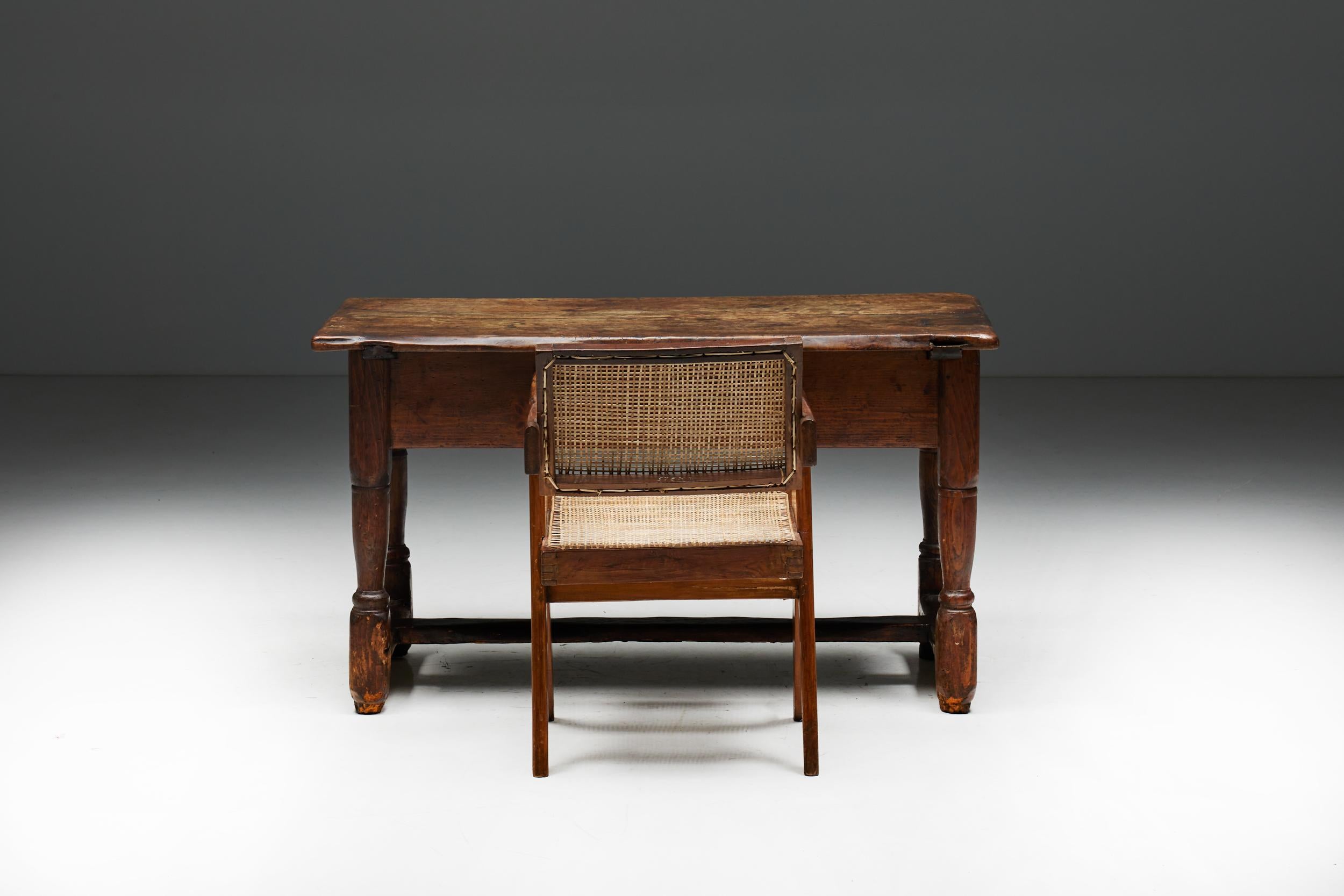 French Rustic Art Populaire Writing Table, France, Early 20th Century For Sale