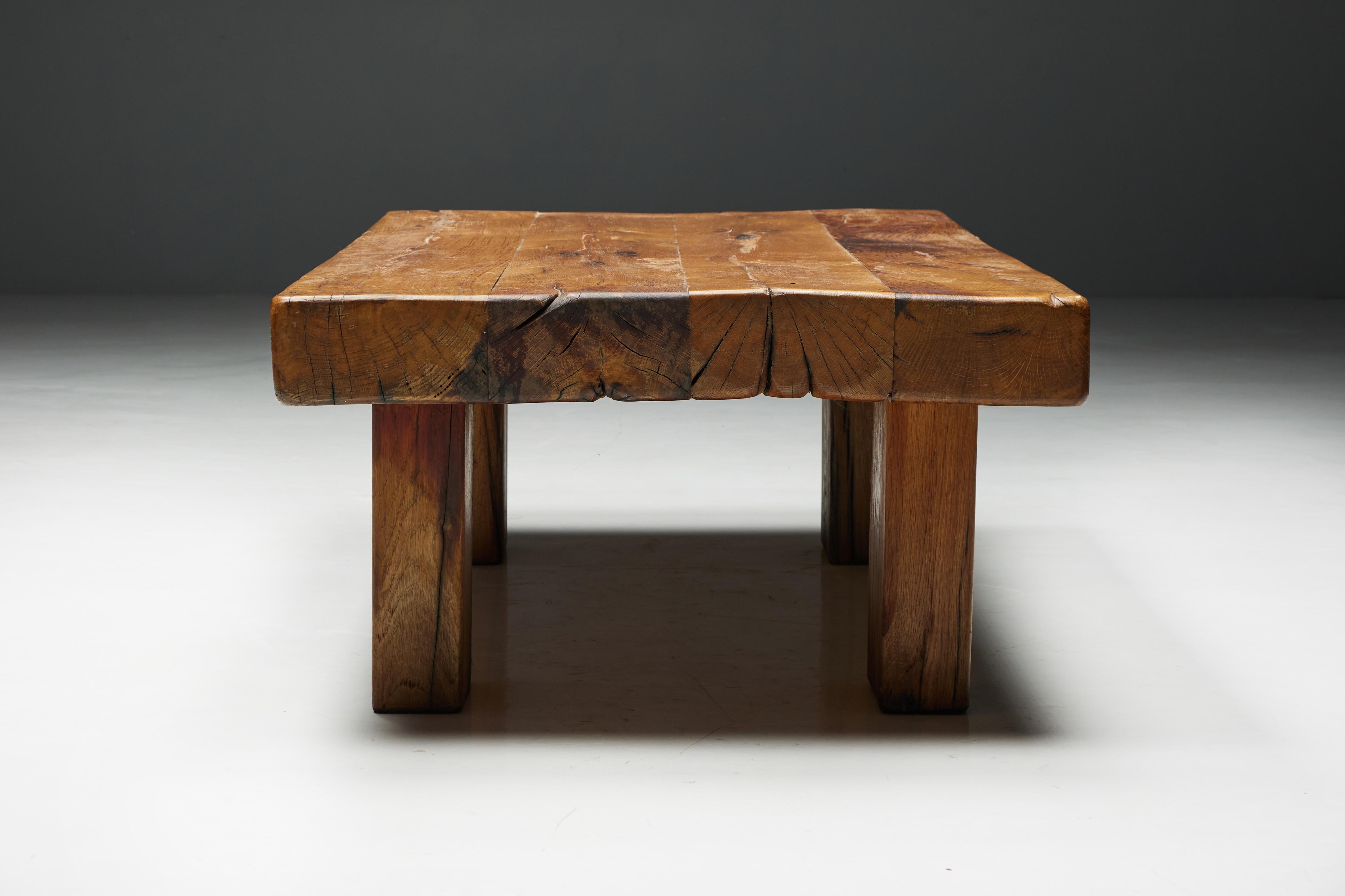 Rustic Artisan Coffee Table, France, 1950s For Sale 2
