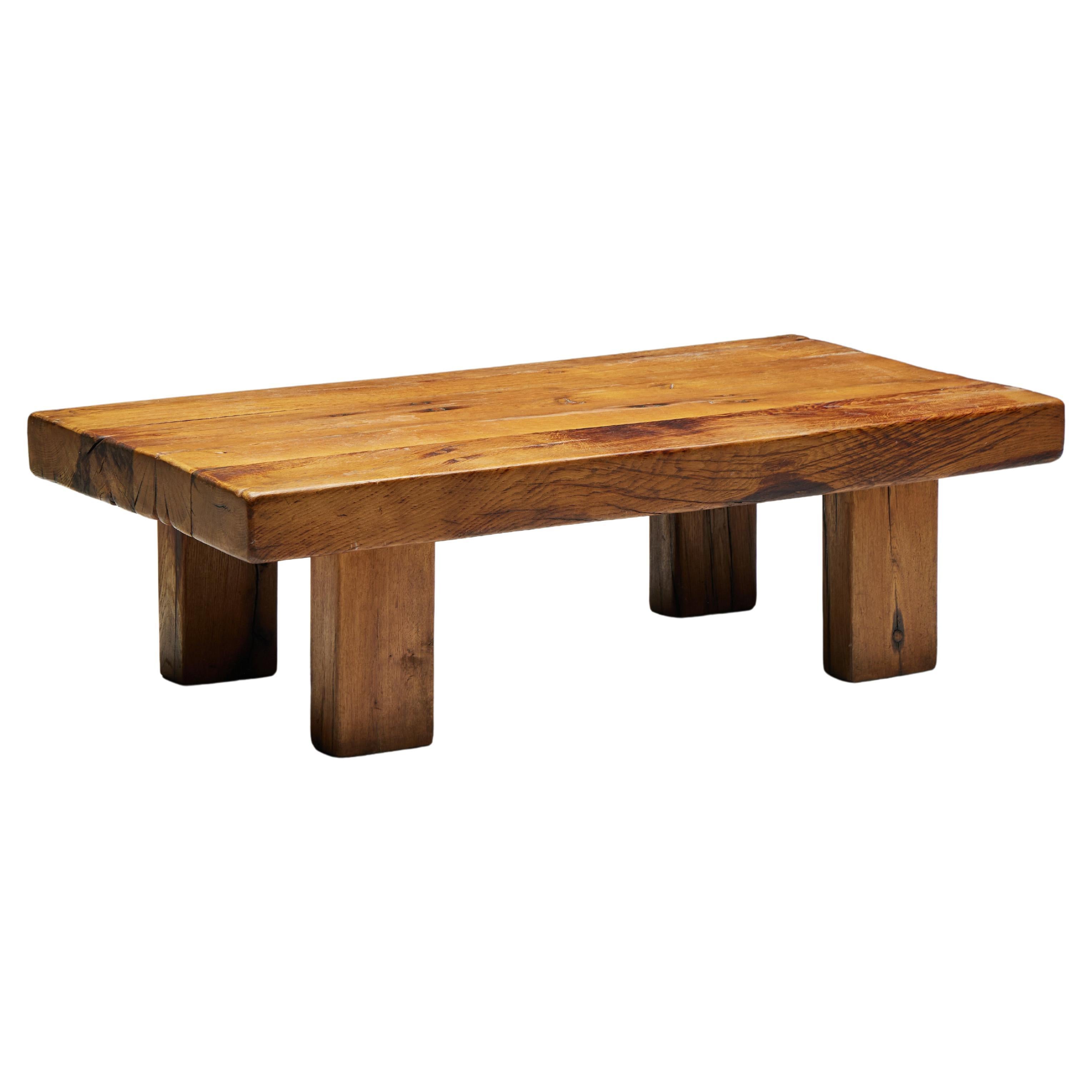 Rustic Artisan Coffee Table, France, 1950s For Sale
