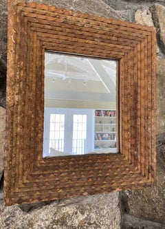 Rustic Arts and Crafts Hand Carved Mirror