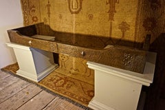 Rustic Arts & Crafts Hand Tooled Copper Fireplace Fender Surround