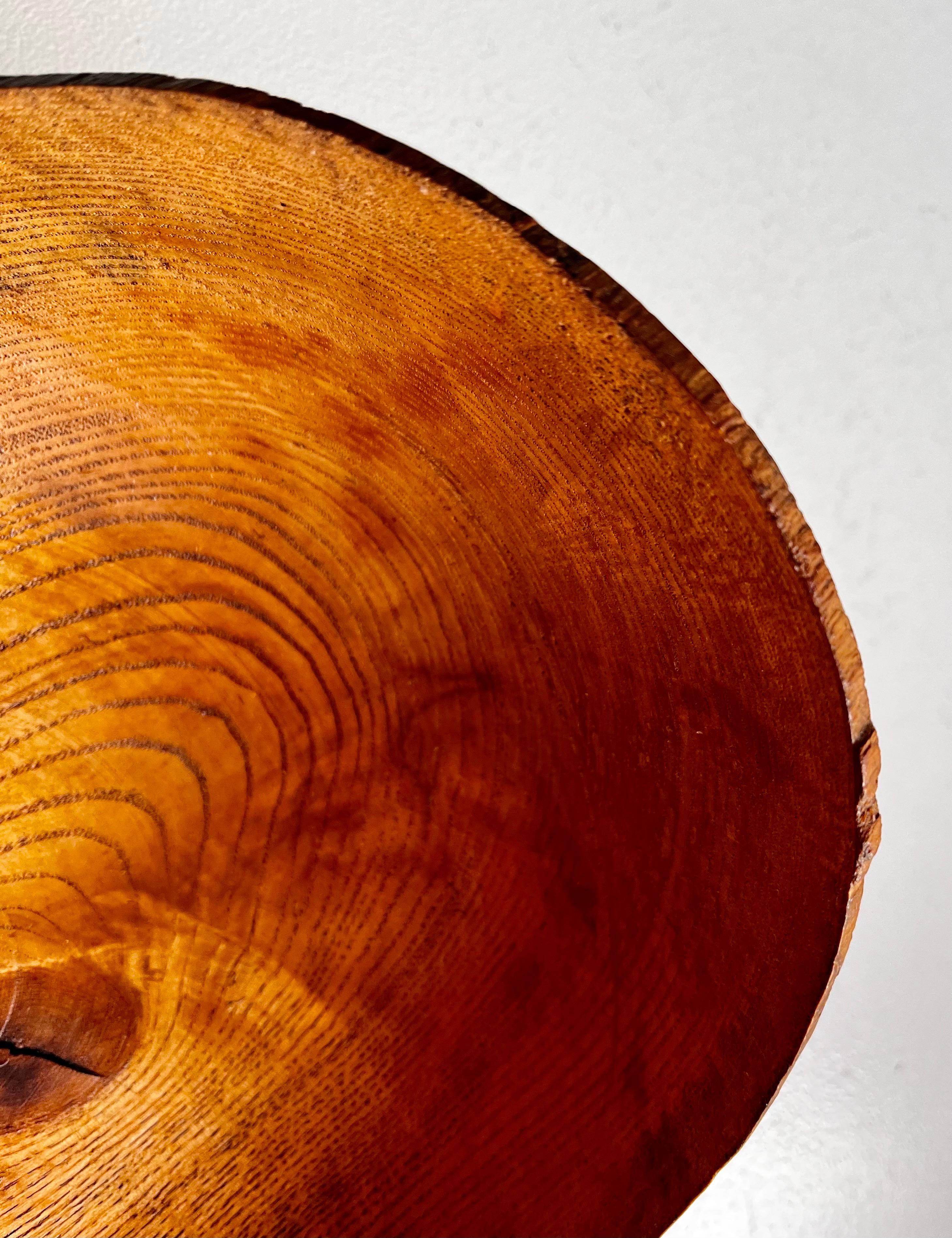 Rustic Ash Wood Bowl with Natural Edge For Sale 5