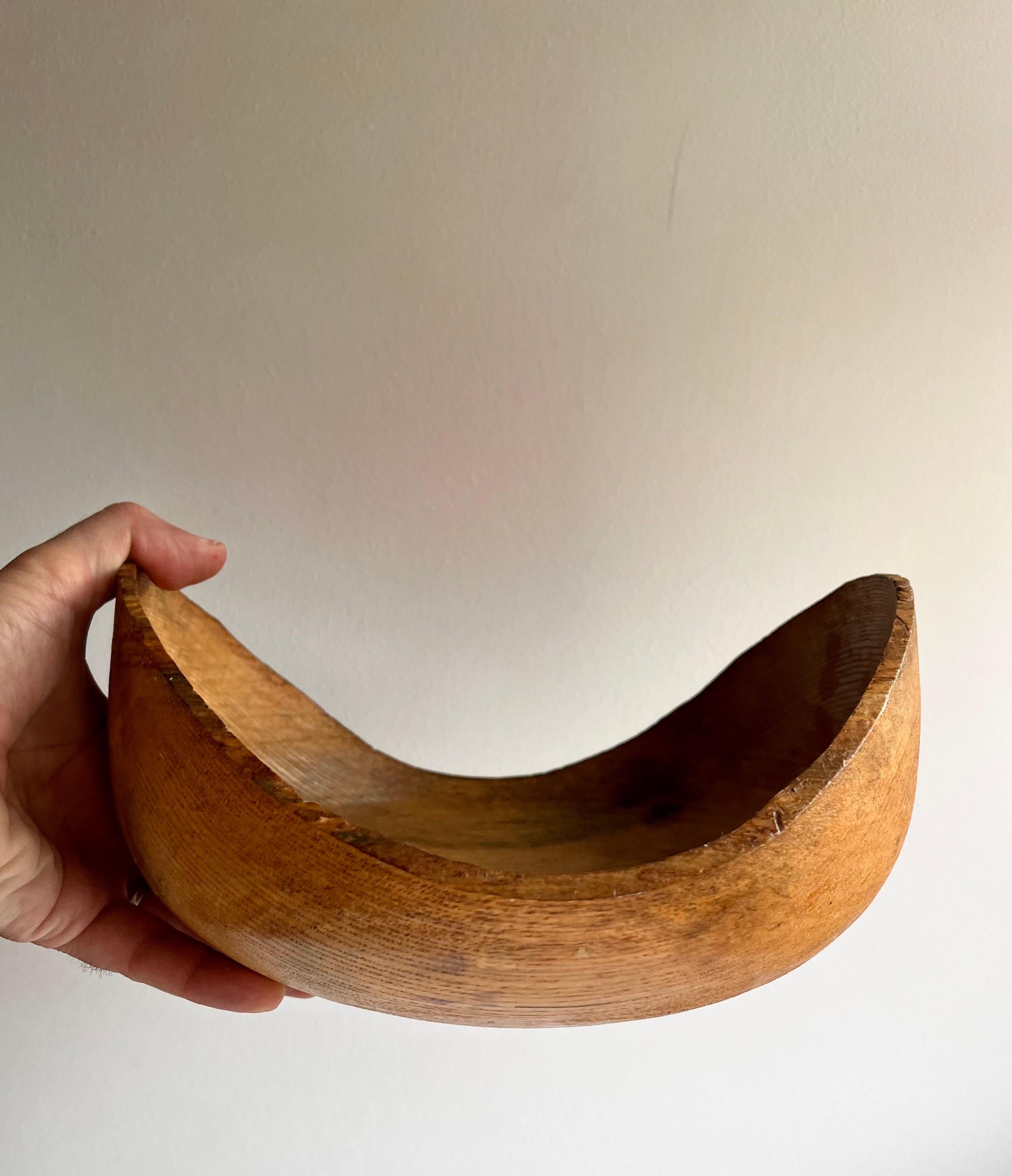 Scandinavian Modern Rustic Ash Wood Bowl with Natural Edge For Sale