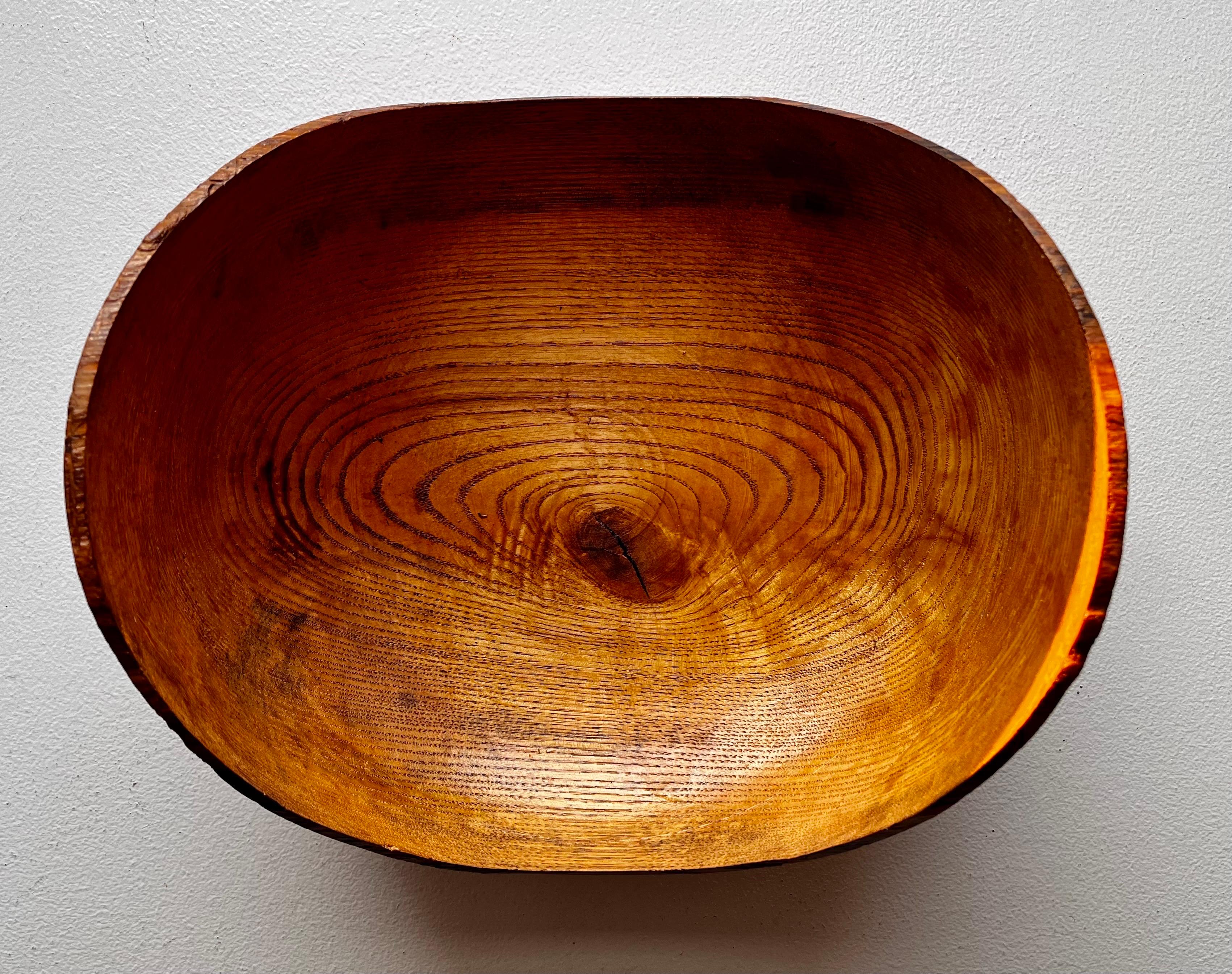 Rustic Ash Wood Bowl with Natural Edge For Sale 1