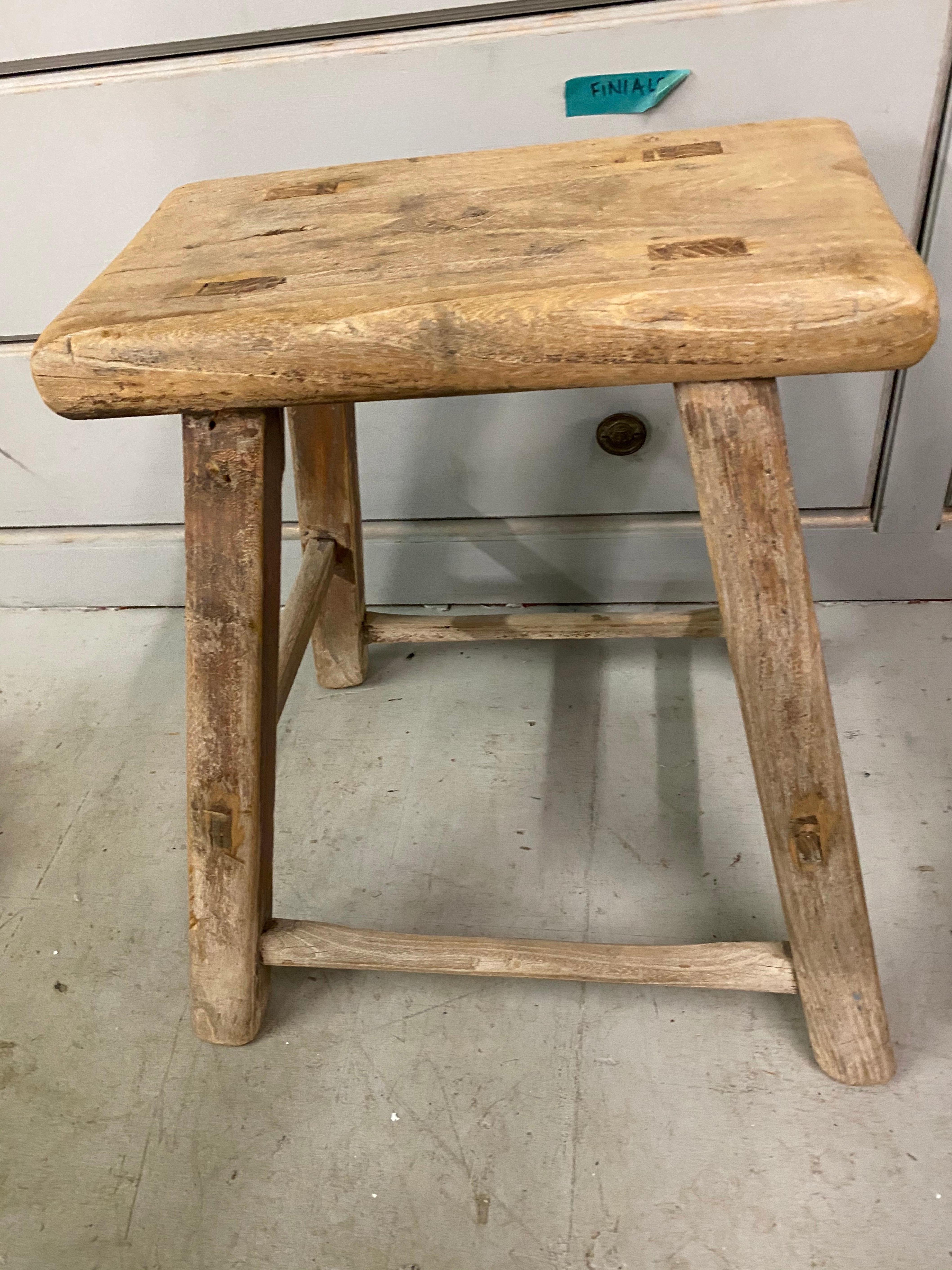 Chinese Rustic Asian Elm Stool