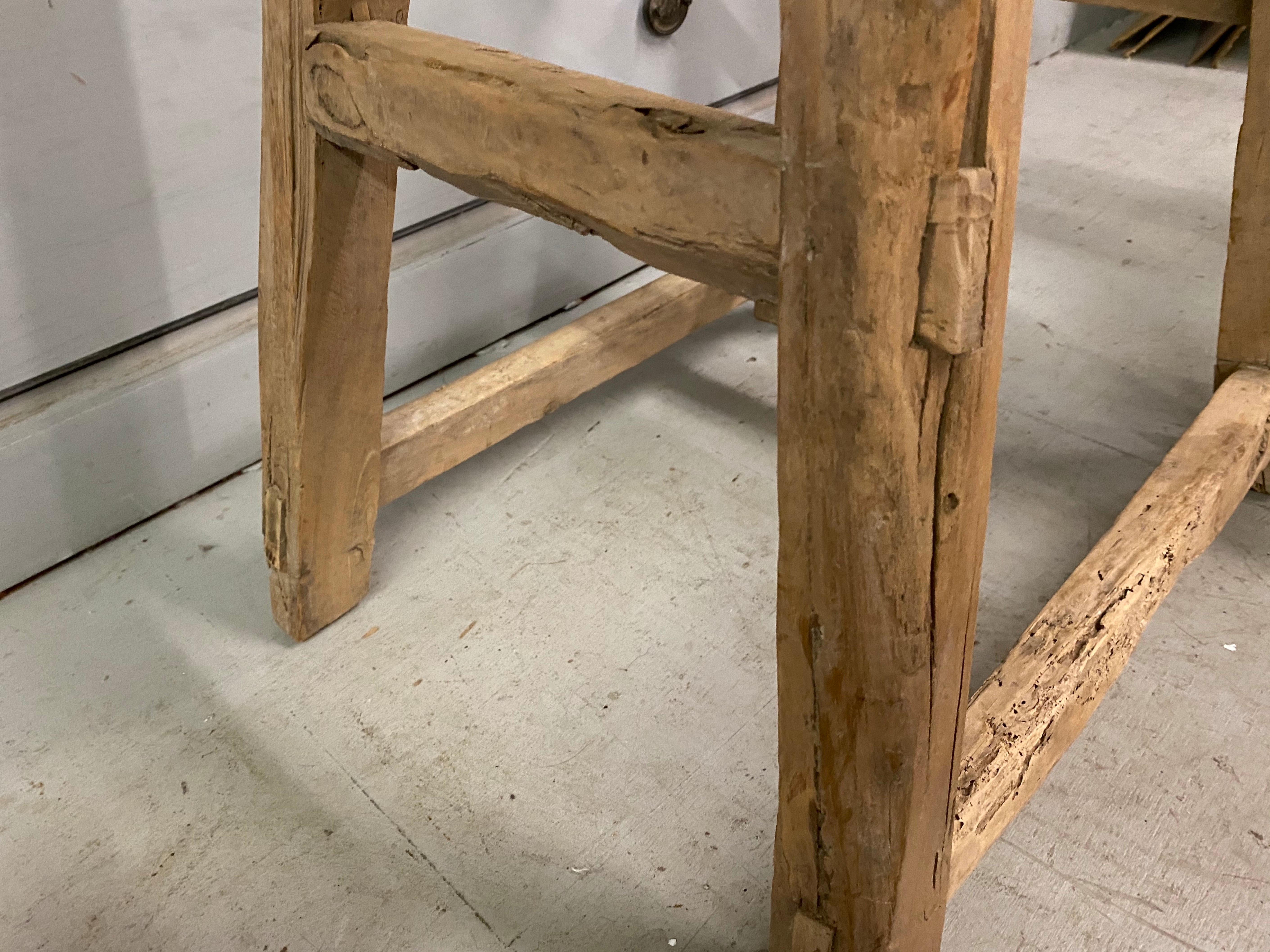 Rustic Asian Elm Stool In Good Condition In Sheffield, MA