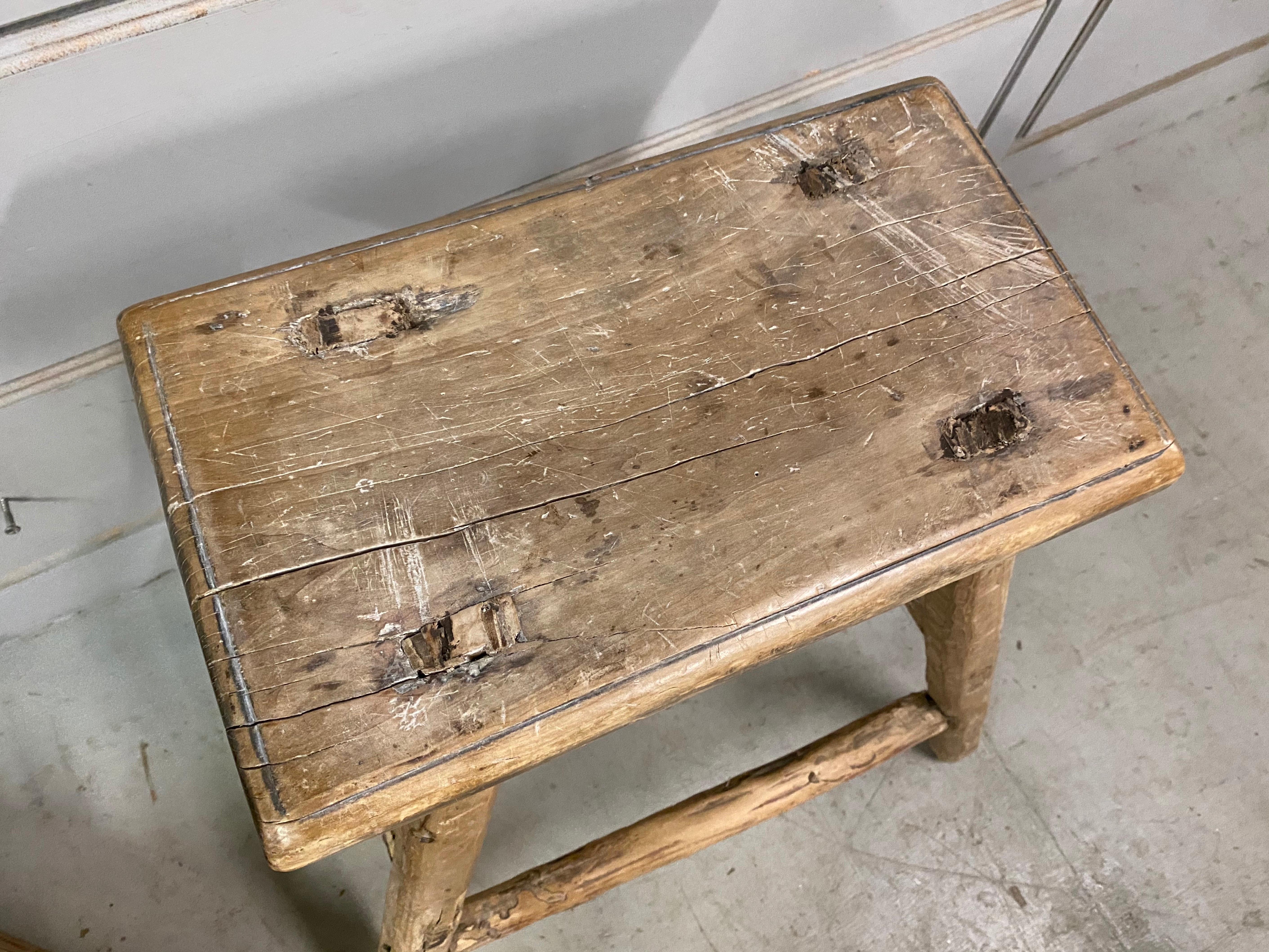 Rustic Asian Elm Stool In Good Condition In Sheffield, MA