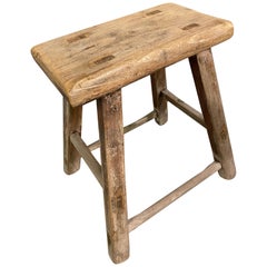 Antique Rustic Asian Elm Stool