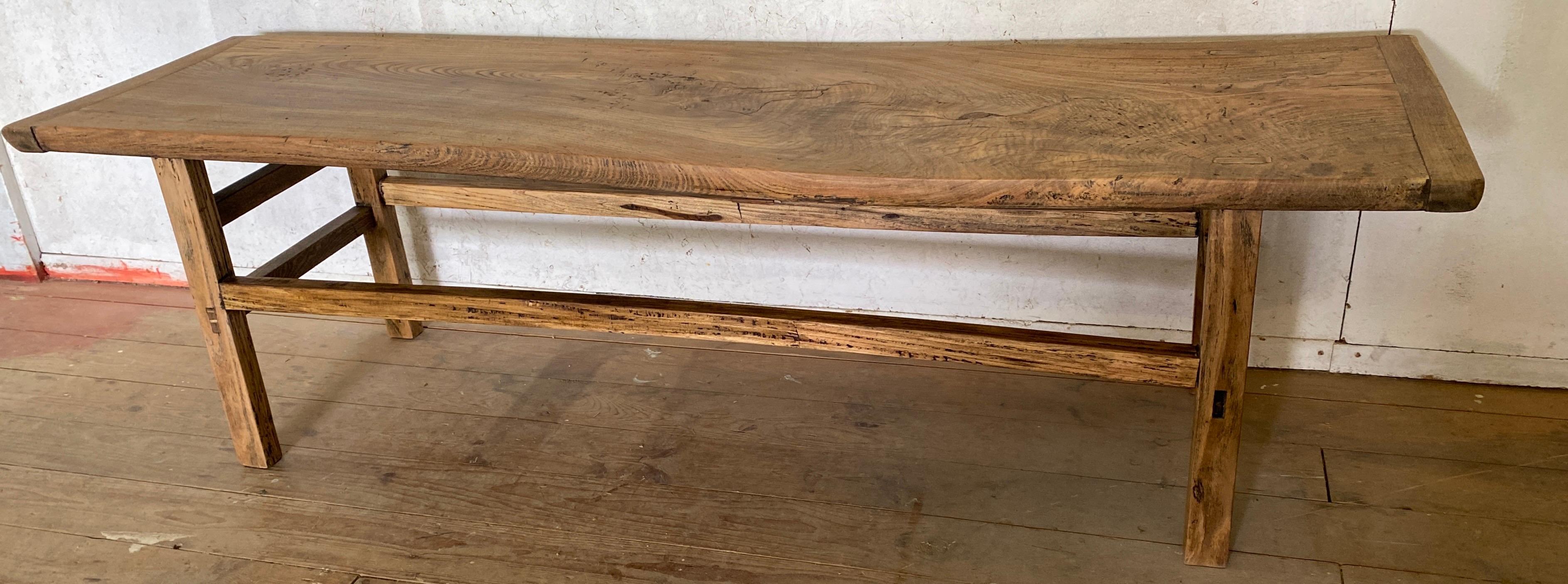 Rustic Asian Plank Top Coffee Table or Bench For Sale 1