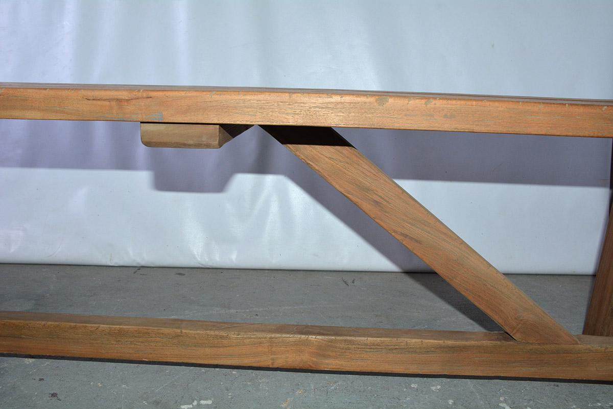 Banc/table basse asiatique rustique en bois de teck - Paire disponible en vente 2
