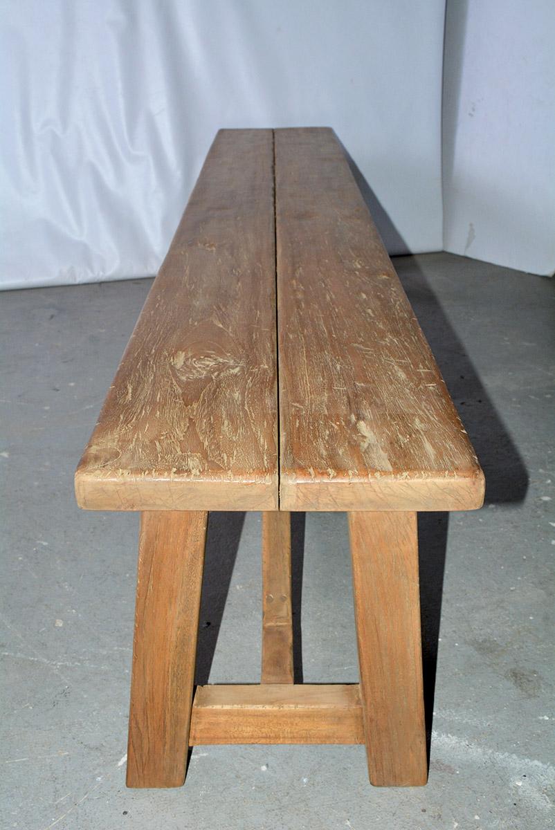 Country Rustic Asian Teak Wood Bench/Coffee Table -- Pair Available For Sale