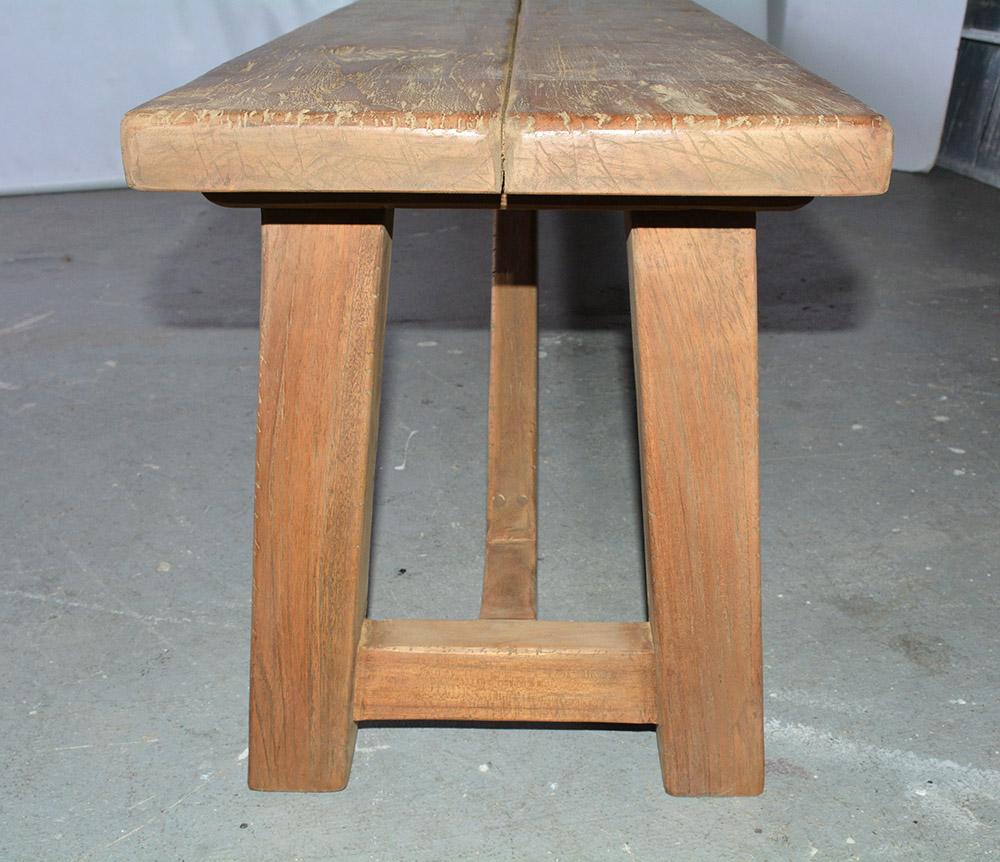Fait main Banc/table basse asiatique rustique en bois de teck - Paire disponible en vente