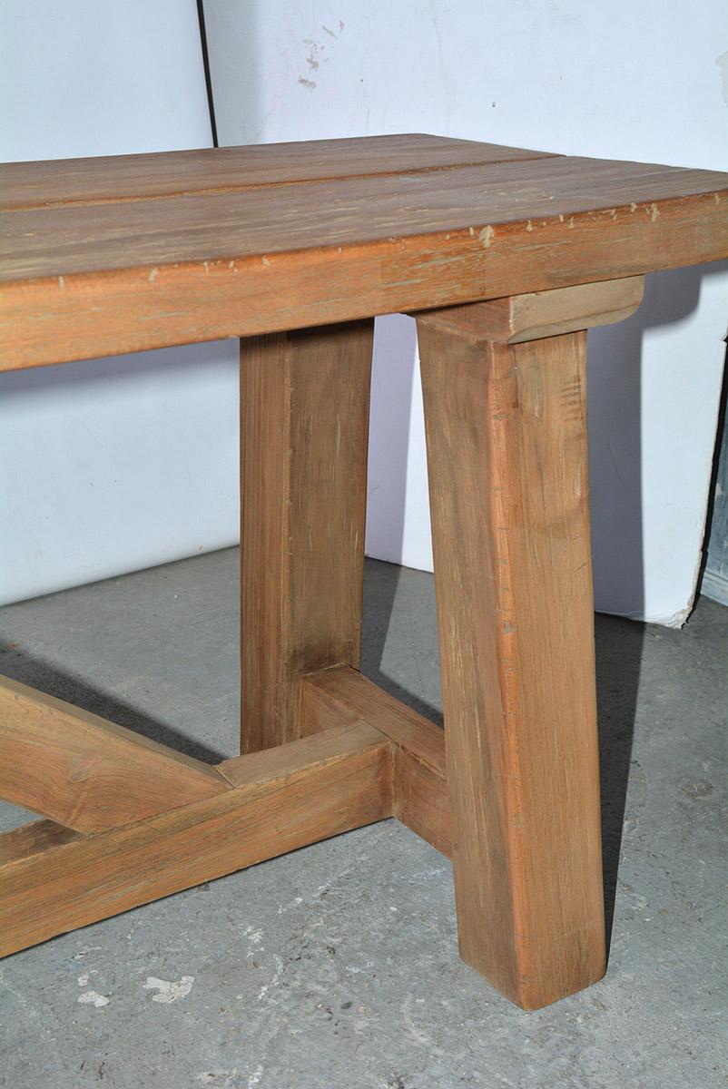 Hand-Crafted Rustic Asian Teak Wood Bench/Coffee Table -- Pair Available For Sale
