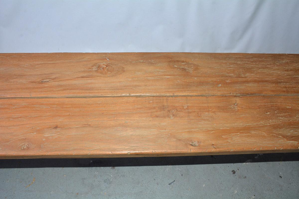 20th Century Rustic Asian Teak Wood Bench/Coffee Table -- Pair Available For Sale