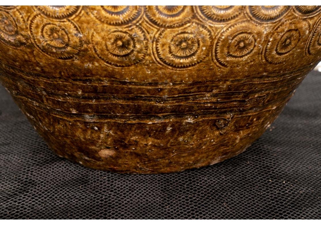 Rustic Asian Textured Glazed Ceramic Storage Jar In Good Condition In Bridgeport, CT