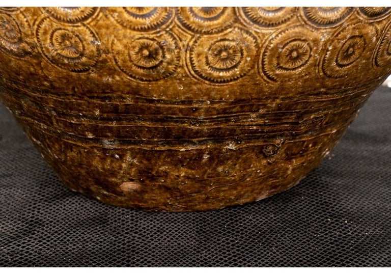 Rustic Asian Textured Glazed Ceramic Storage Jar For Sale 1