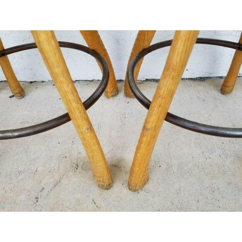 American Rustic Ax Handle Counter Stools, Set of 4 For Sale