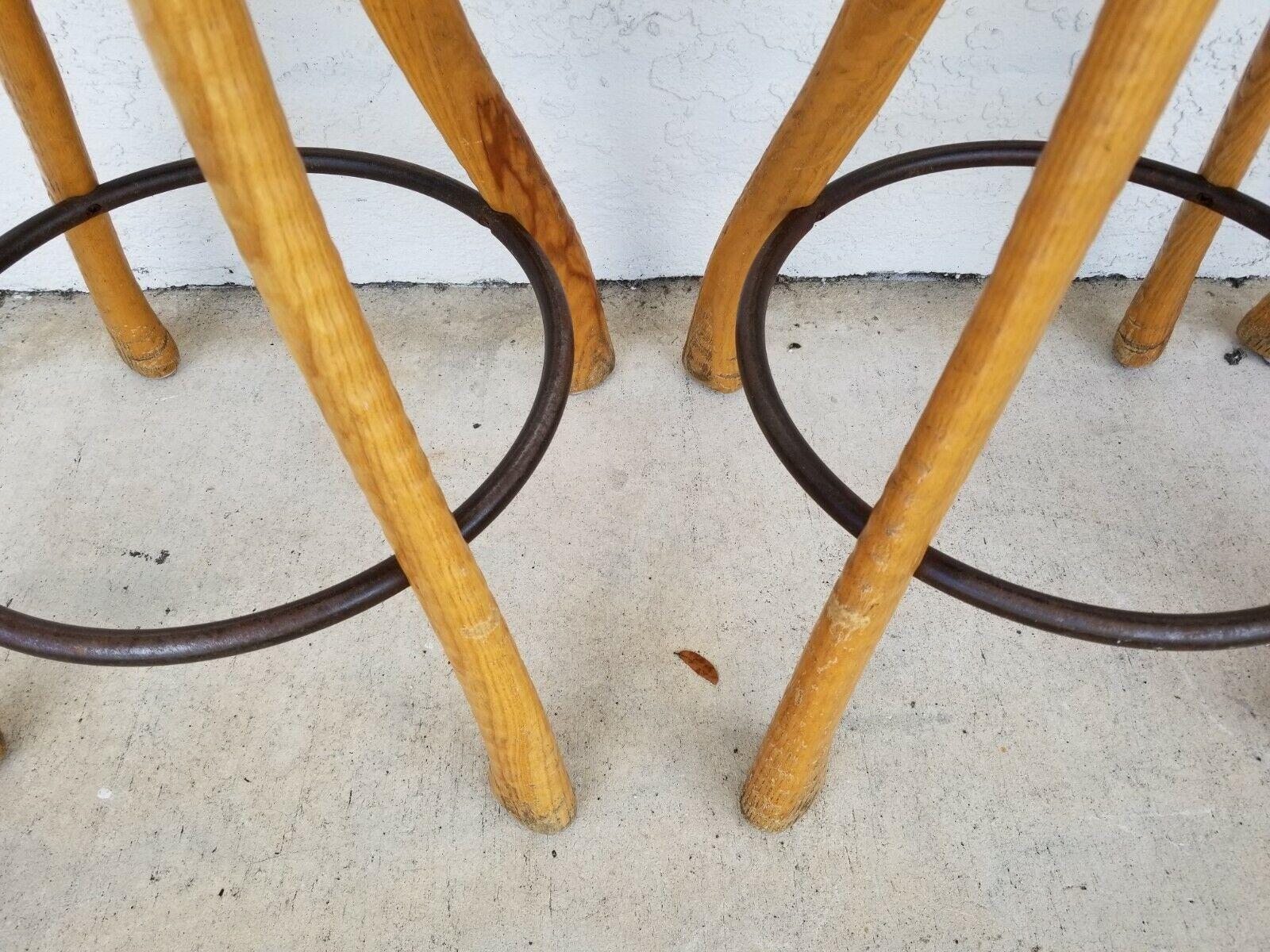 20th Century Rustic Ax Handle Counter Stools, Set of 4