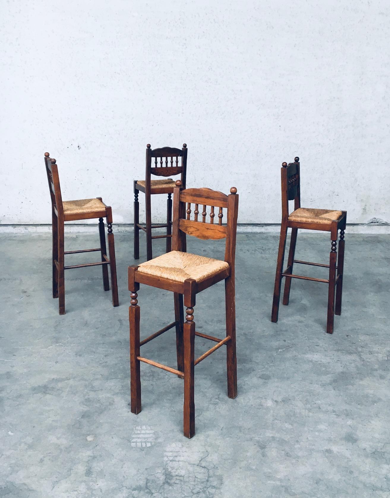 Romanian Rustic Bar Stool Set in the Style of Charles Dudouyt, Romania 1960s