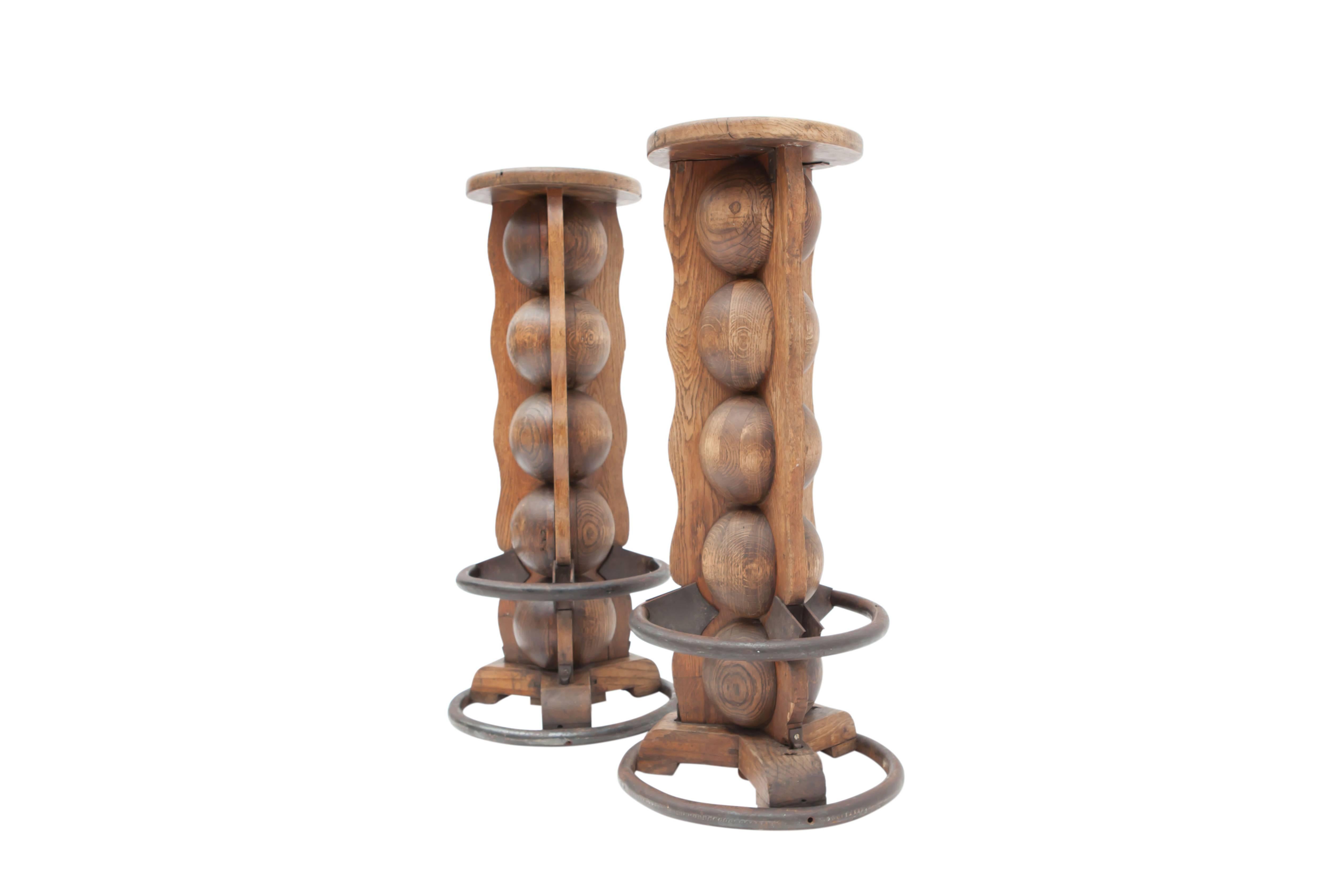 Primitive Rustic Bar Stools by Charles Dudouyt