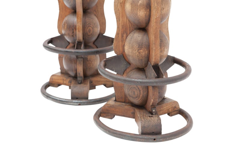 Rustic Bar Stools by Charles Dudouyt For Sale at 1stdibs