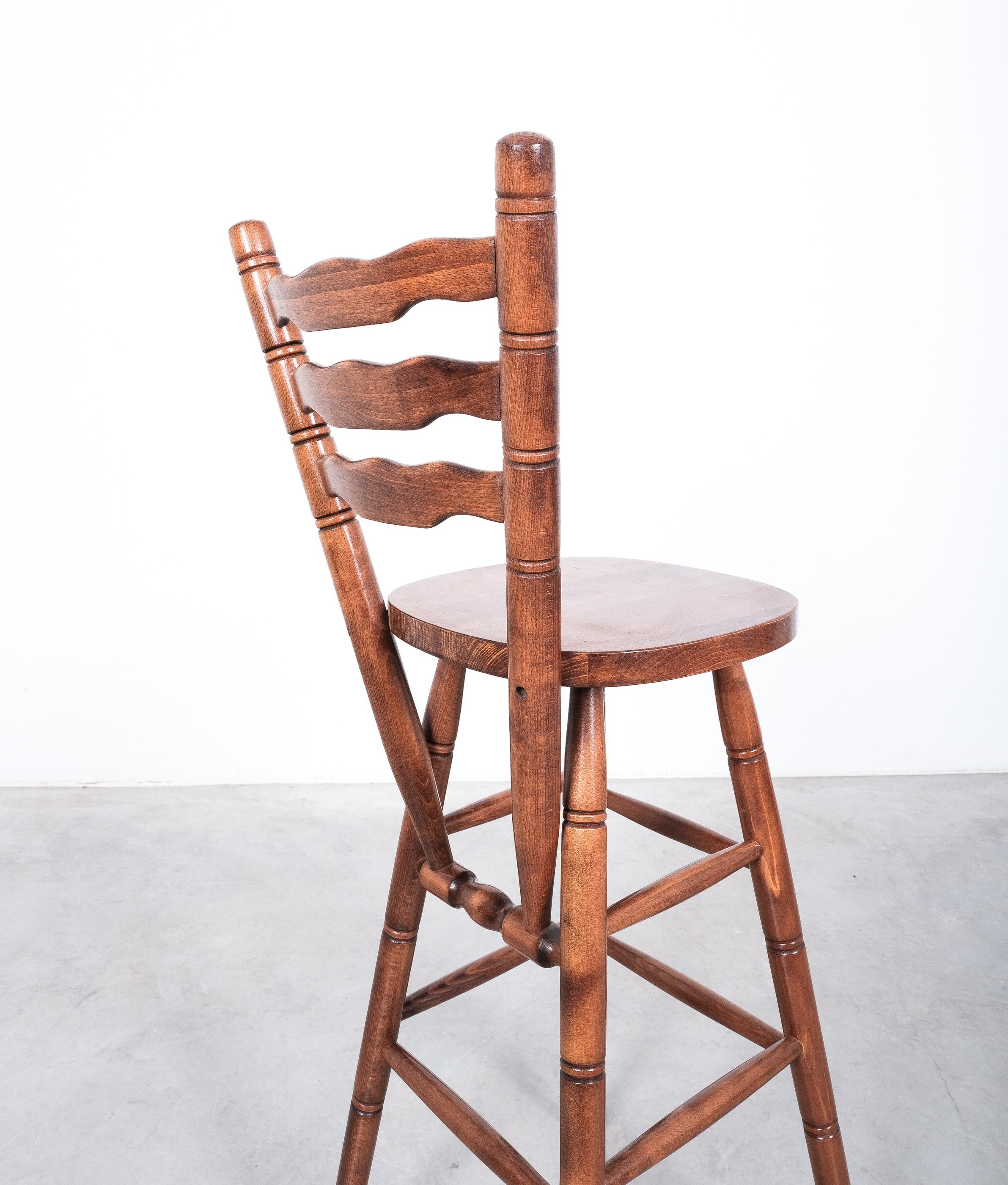 Rustic Bar Stools Midcentury from Birch Wood, Germany, 1970 For Sale 3