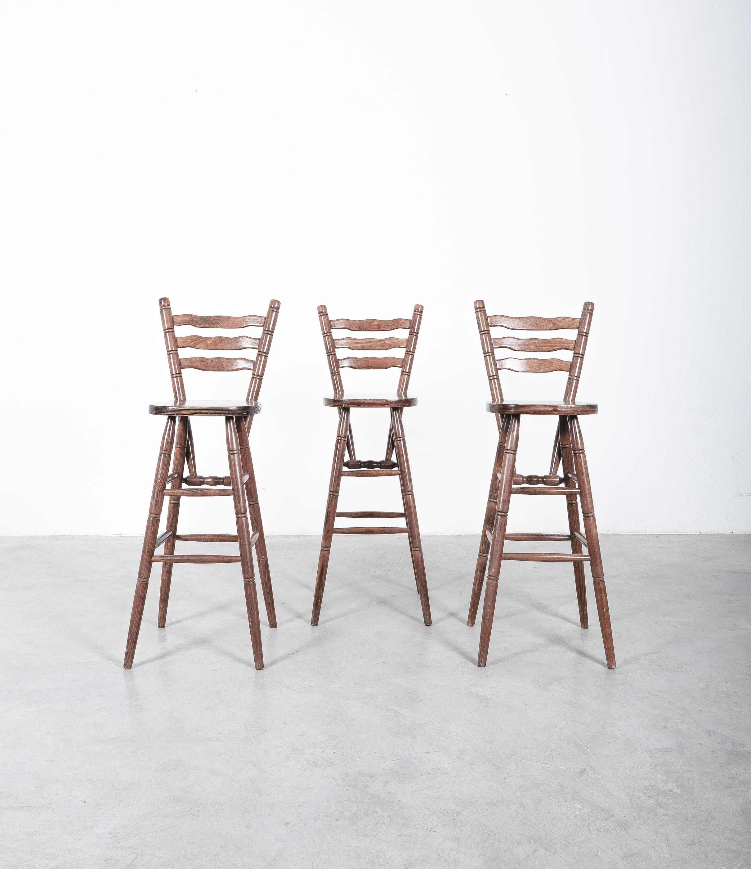 Rustic Bar Stools Midcentury from Birch Wood, Germany, 1970 For Sale 7